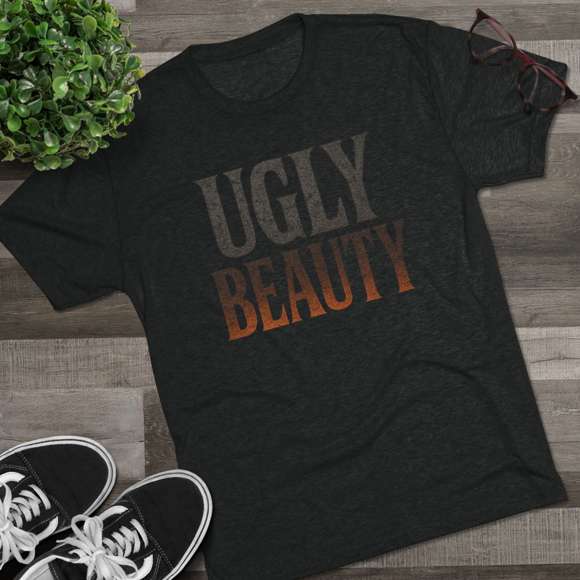 Ugly Beauty Unisex Tri-Blend Crew Tee - "Ugly Beauty" T-Shirt, Casual Wear, Gift for Friends, Statement Clothing, Everyday Fashion, Trendy Apparel