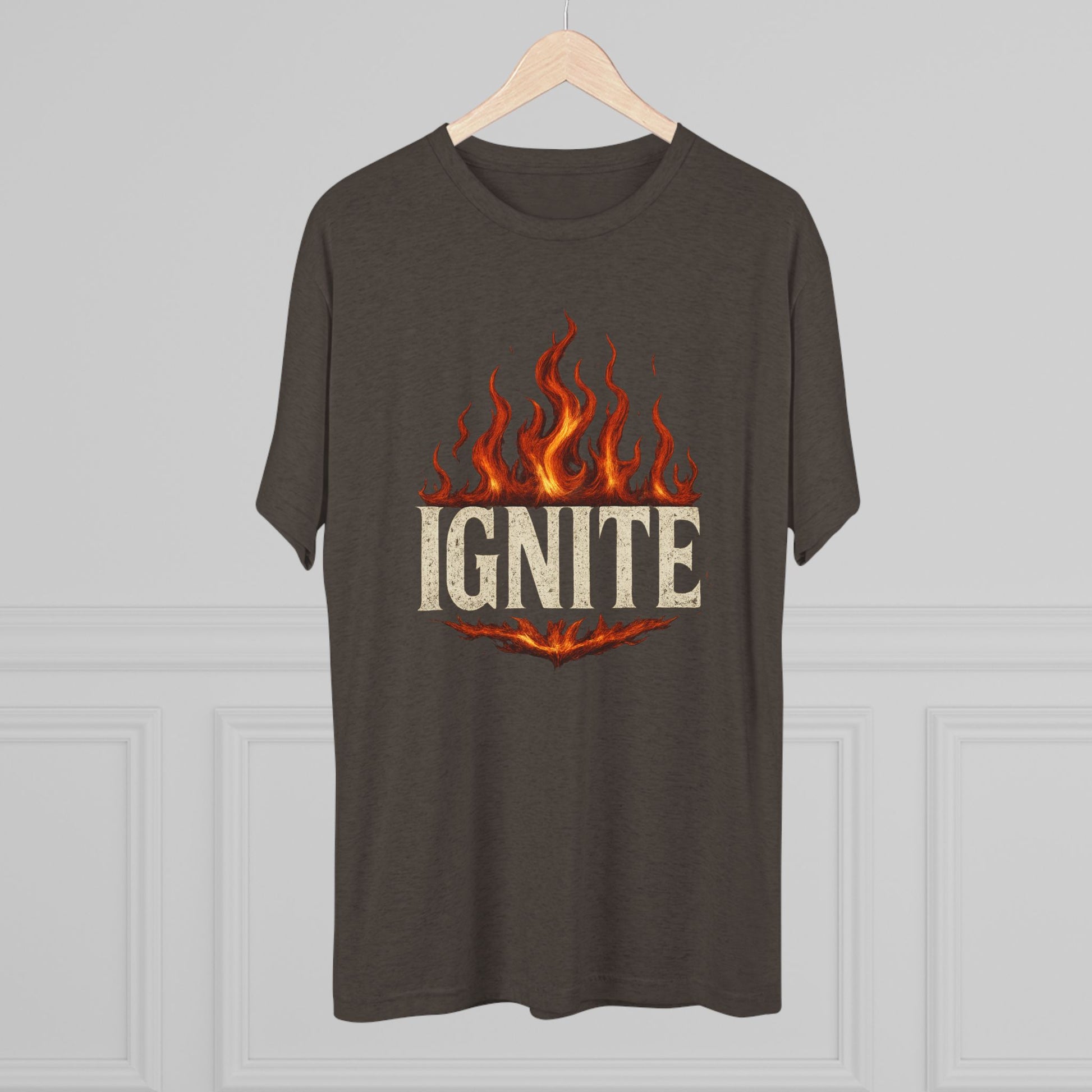 Ignite Fire Design Unisex Tri-Blend Crew Tee, Casual T-Shirt, Graphic Tee, Gift for Fire Lovers, Comfortable Everyday Wear