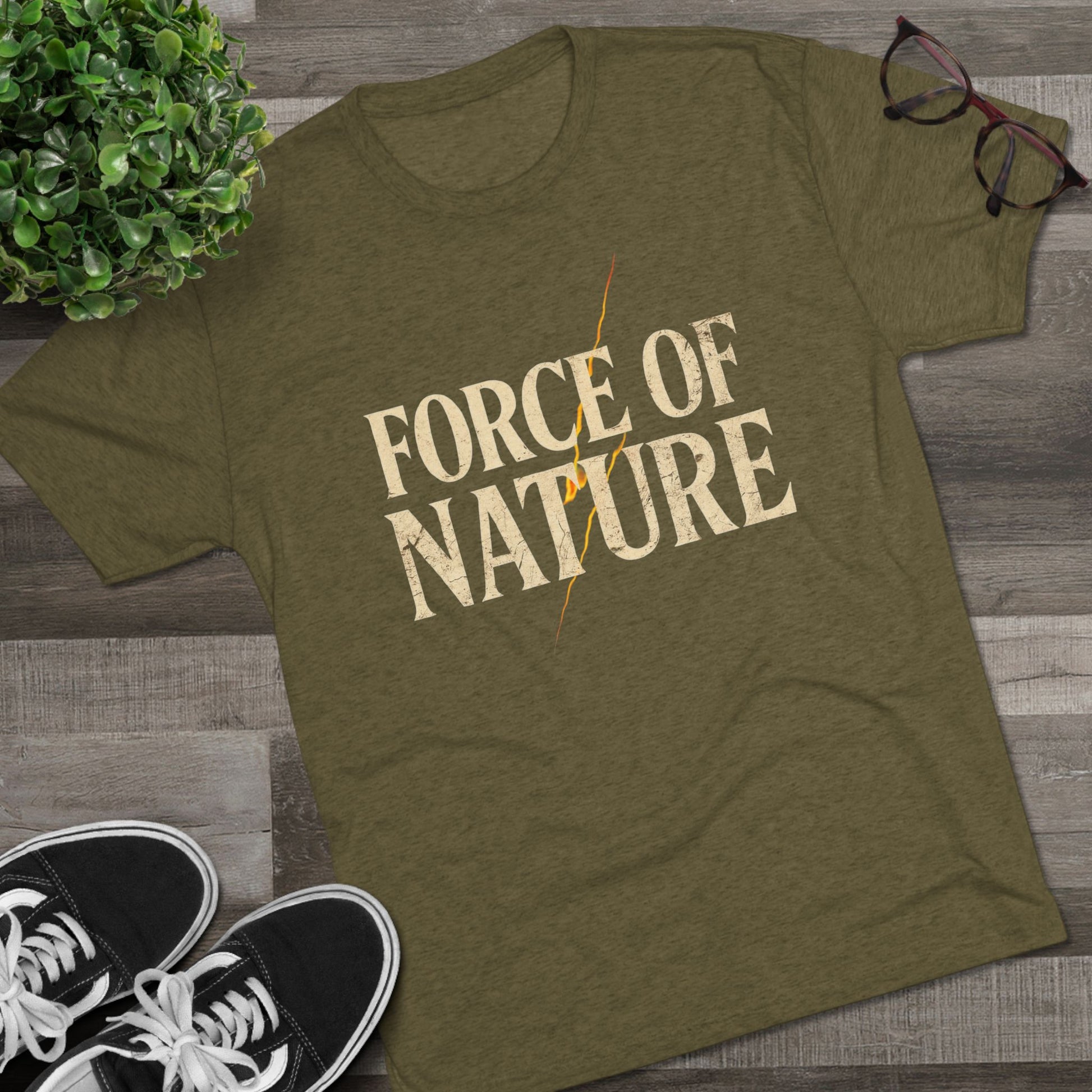 Force of Nature Lighting Bolt Unisex Crew Tee | Eco-Friendly Shirt, Nature Lover Gift, Casual Tee, Outdoor Adventure Wear, Inspirational Apparel