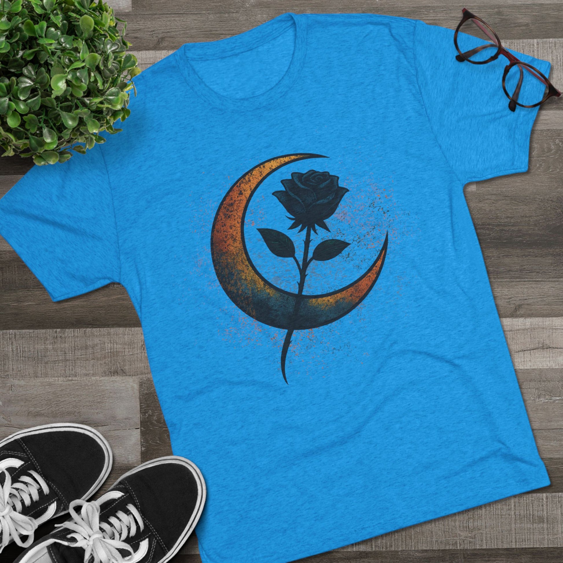 Moonlit Rebellion Unisex Tri-Blend Crew Tee Graphic Printed Tee Shirt