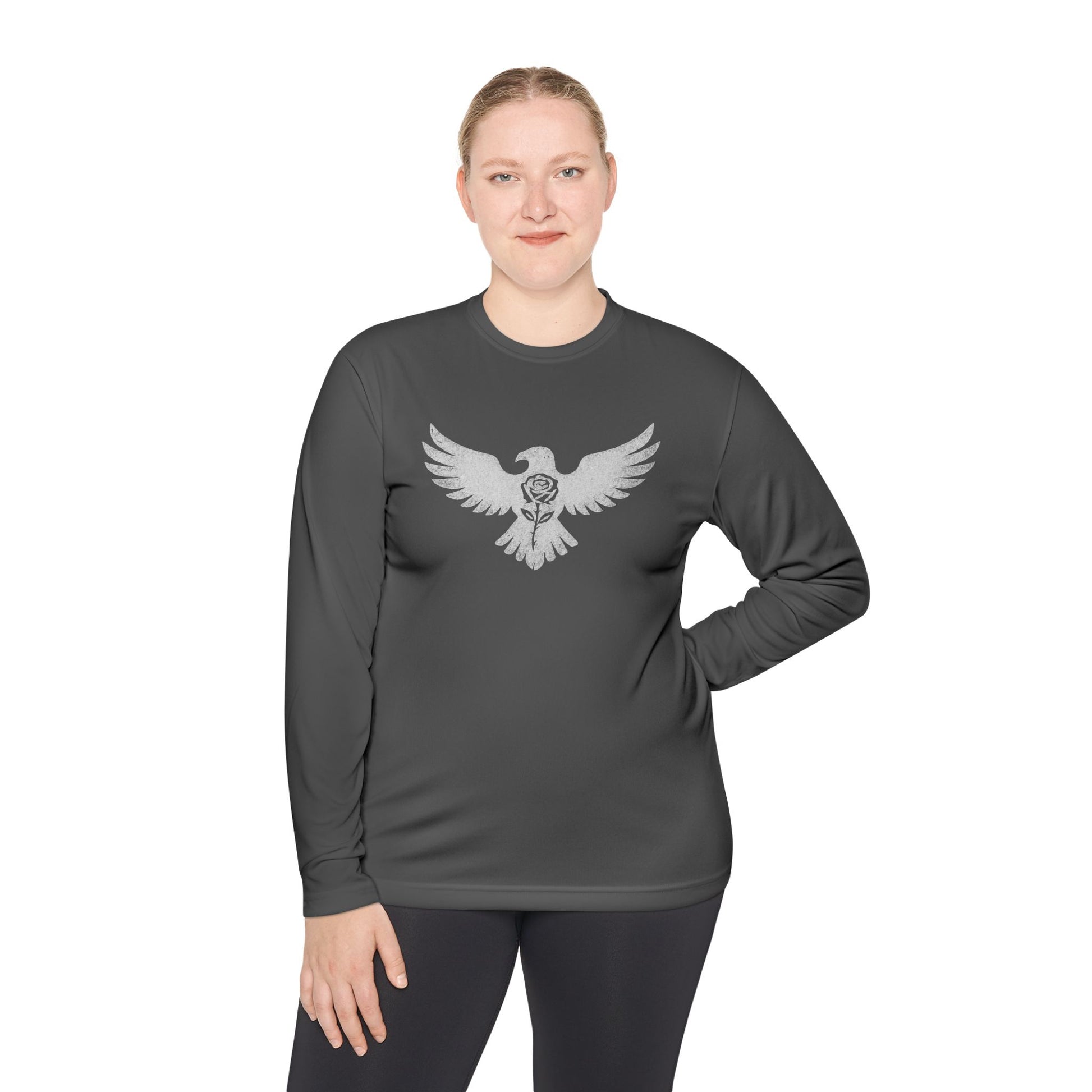 Break Free Empire Phoenix Rose Lightweight Long Sleeve Tee with Eagle Design | Perfect for Nature Lovers, Gifts, Casual Wear, Hiking, and Outdoor Activities