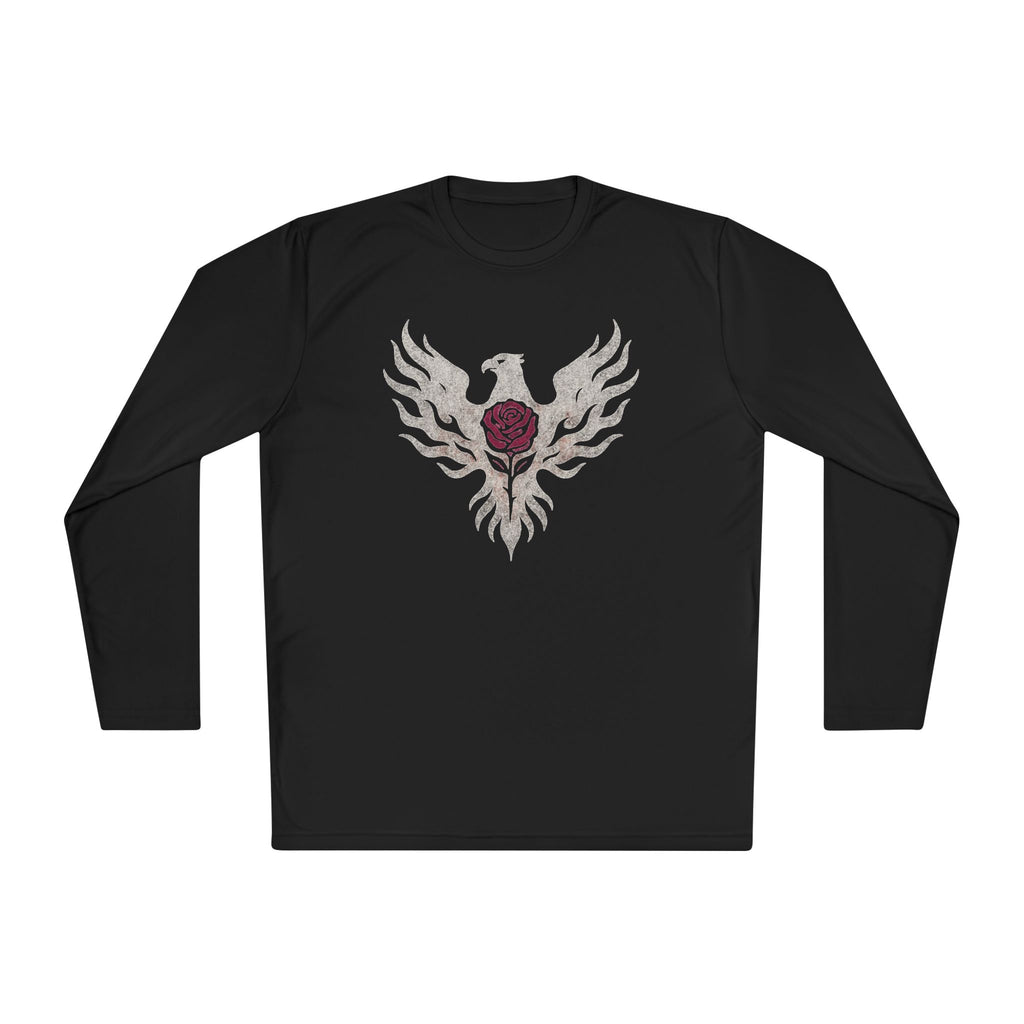 Break Free Empire Phoenix Rose Long Sleeve Tee – Unisex Lightweight Athletic Fit Shirt, Moisture-Wicking, Distressed Grunge Graphic Topl