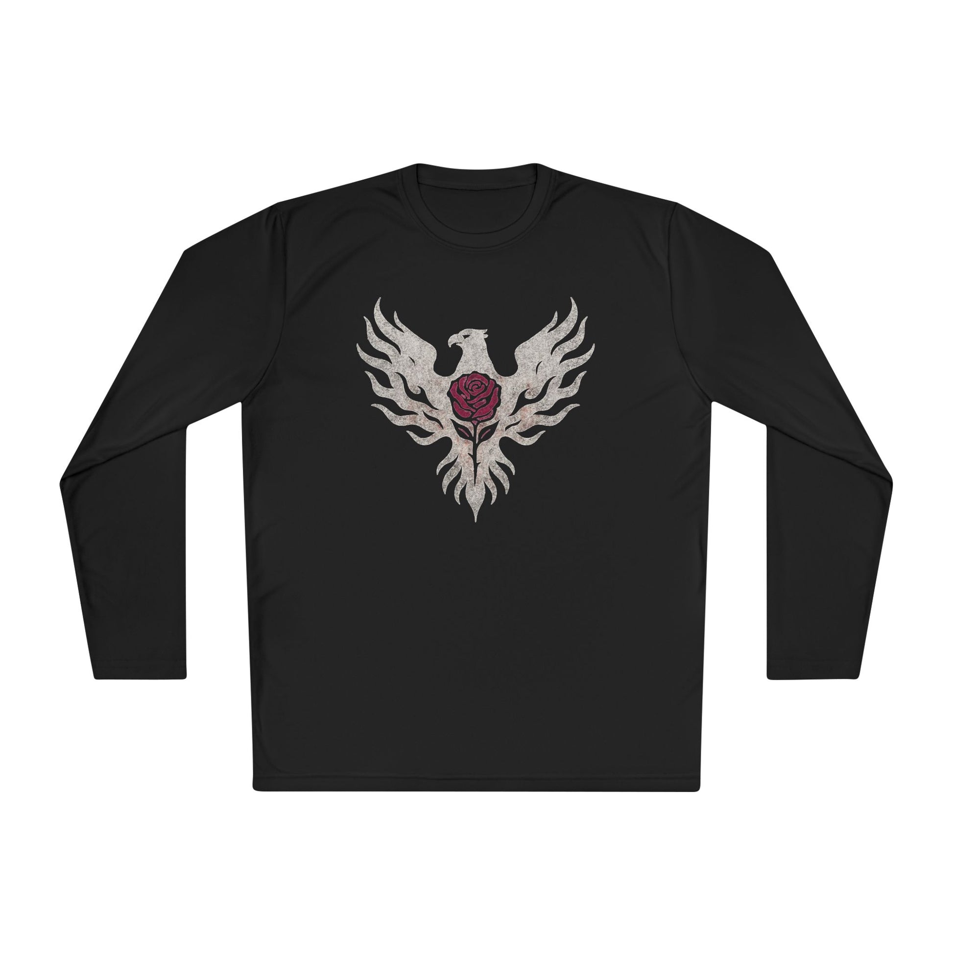 Break Free Empire Phoenix Rose Long Sleeve Tee – Unisex Lightweight Athletic Fit Shirt, Moisture-Wicking, Distressed Grunge Graphic Topl