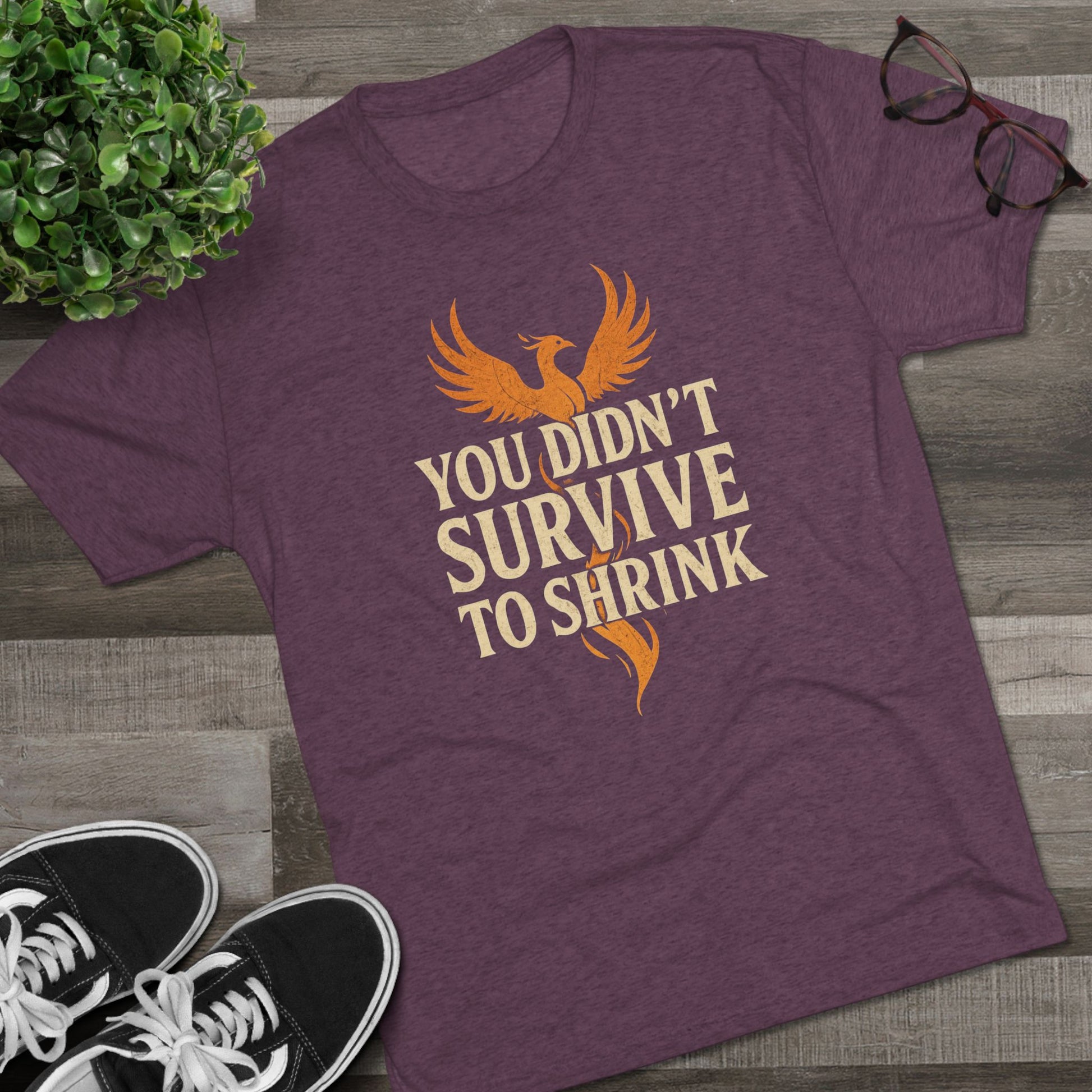 You Didn't Survive to Shrink Phoenix Motivational Crew Tee - Unisex Inspirational T-Shirt, Gift for Friends, Fitness Lovers, Empowerment Apparel, Birthday Gift, [...]