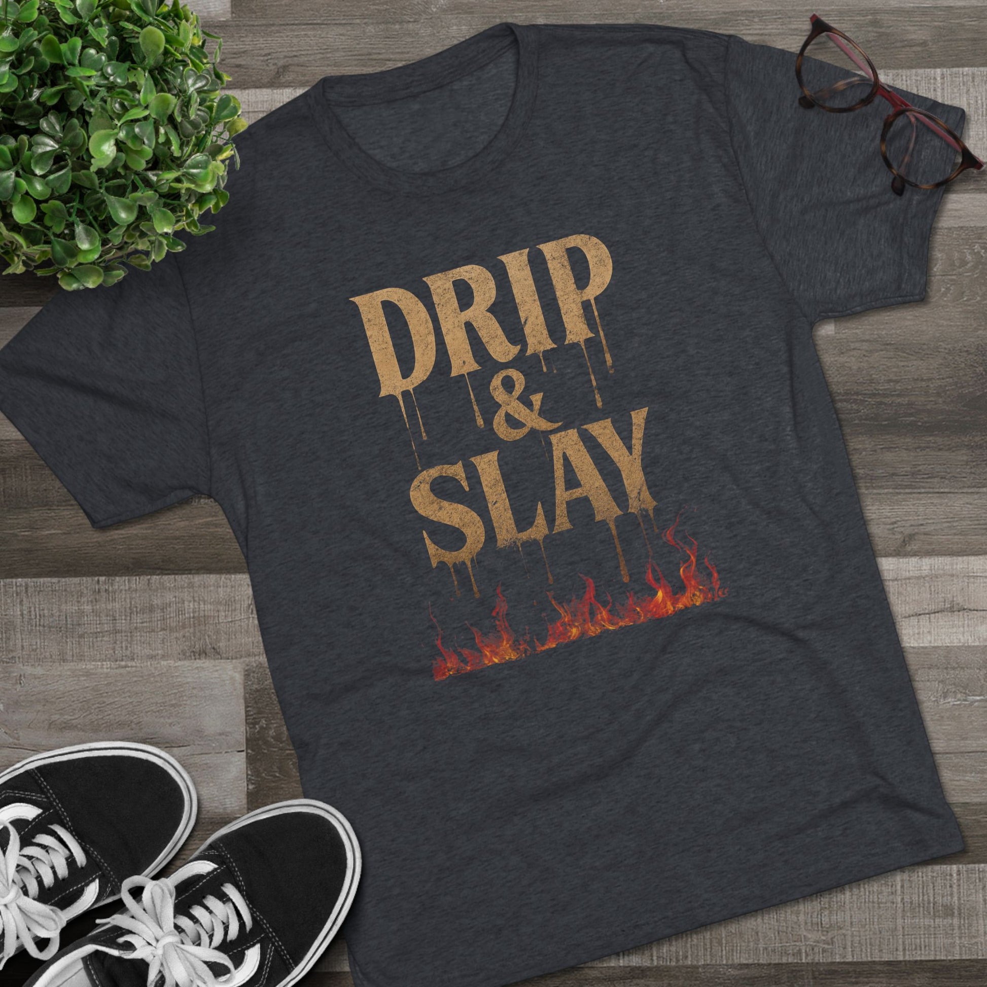 Drip & Slay Fire Unisex Tshirt Crew Printed Tee Shirt - Trendy Style, Graphic Tee, Fashion Statement, Casual Wear, Gift for Her