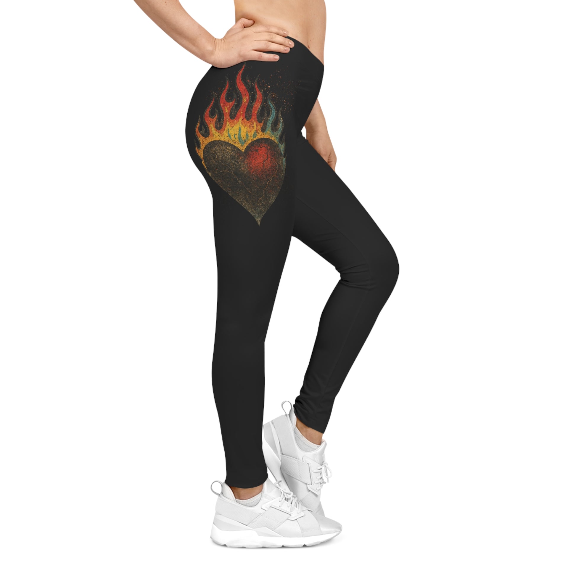 Heartburned Stretchy Leggings, Yoga Pants, Activewear, Fitness Leggings, Casual Wear, Gift for Her