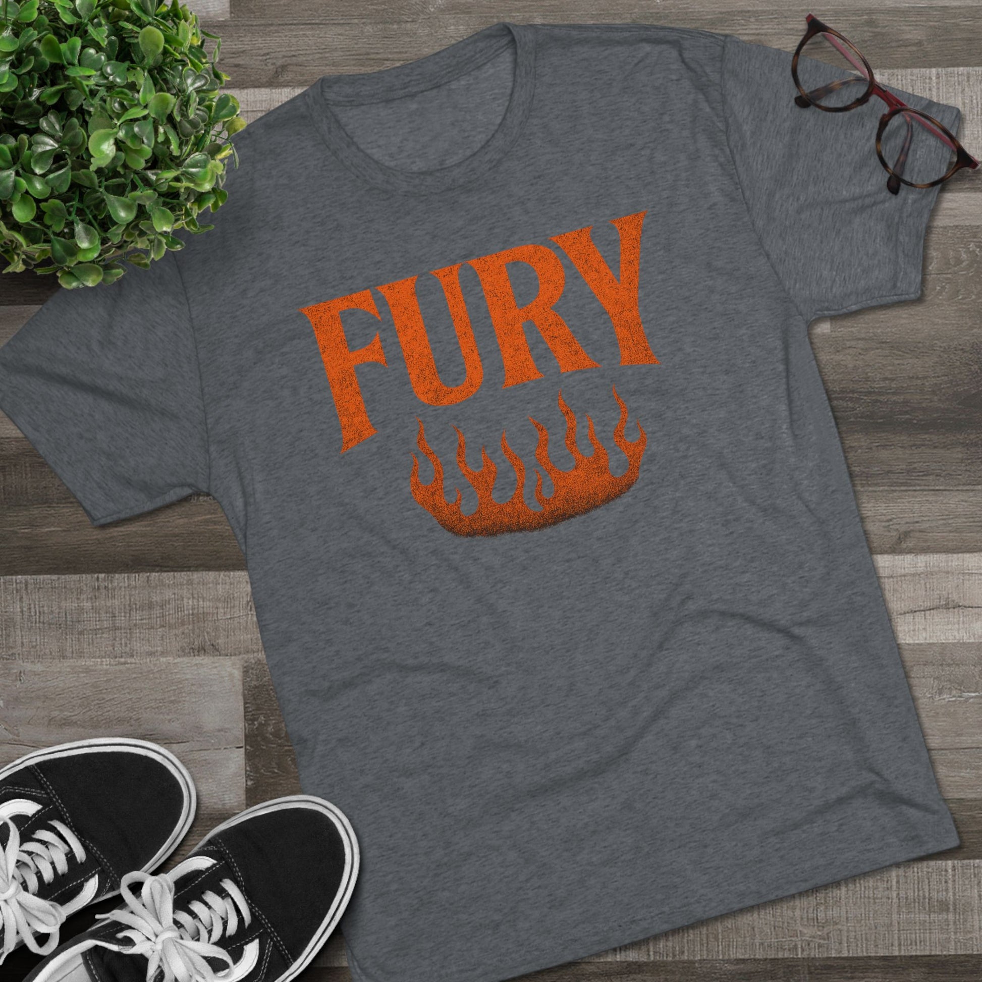 Fury Unisex Tri-Blend Crew Tee, Graphic Tee, Casual Wear, Gift for Him, T-Shirt for Friends, Summer Style, Everyday Comfort