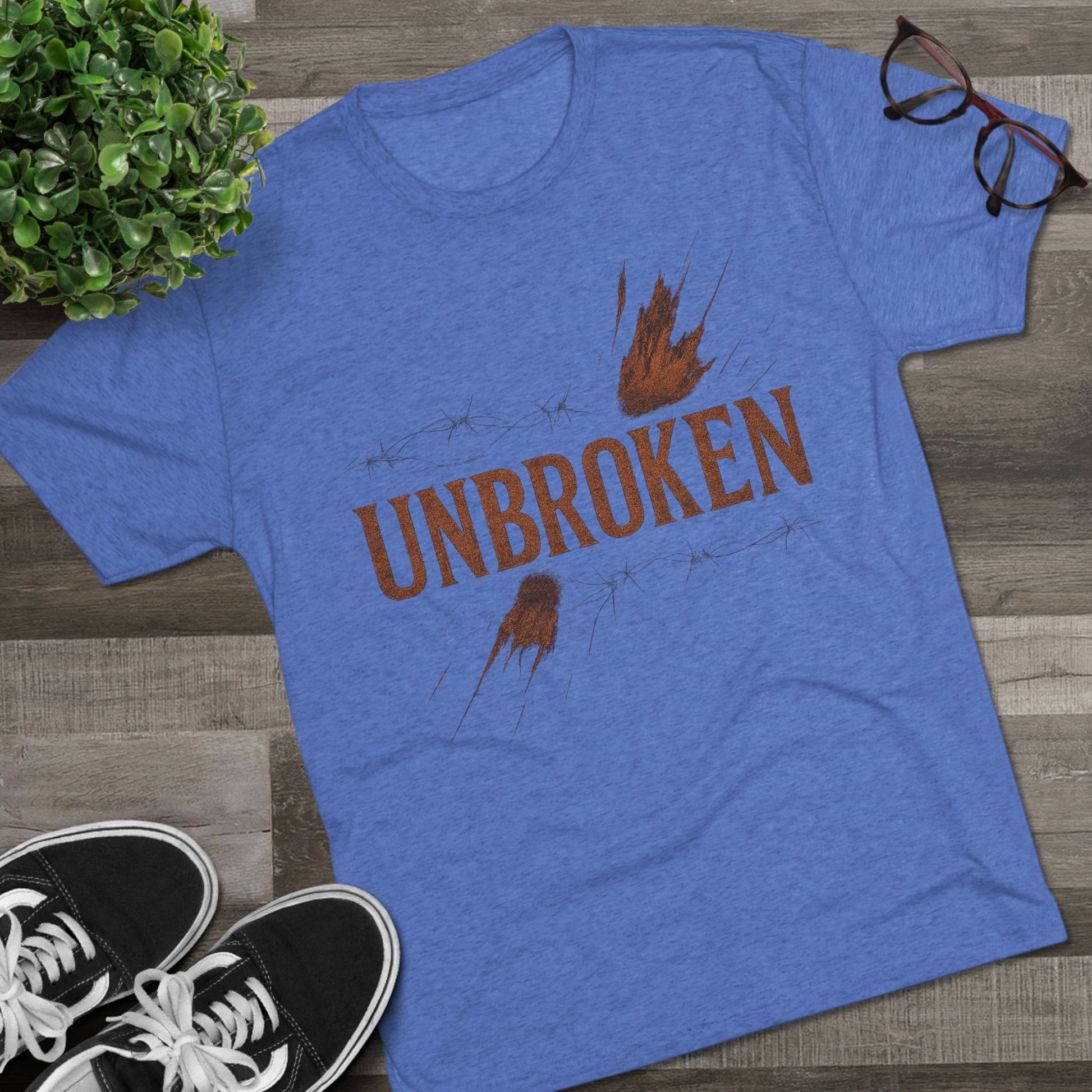Unbroken Unisex Tri-Blend Crew Tee - 'Unbroken' Inspirational Tee, Motivational Shirt for Fitness Lovers, Casual Wear, Gift for Encouragement