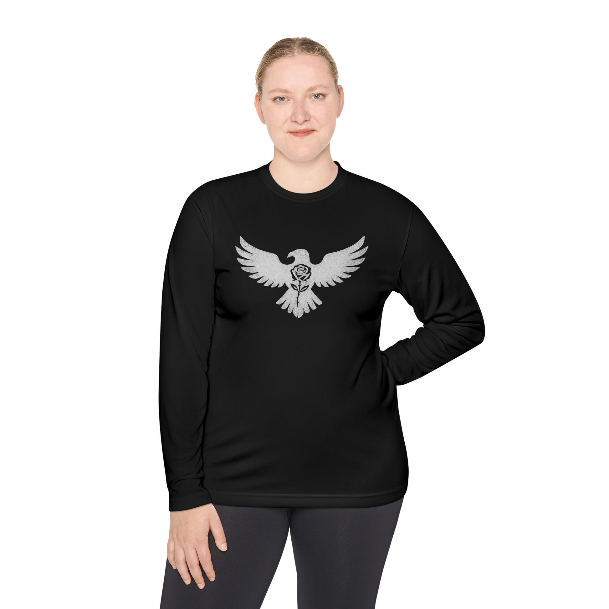 Break Free Empire Phoenix Rose Lightweight Long Sleeve Tee with Eagle Design | Perfect for Nature Lovers, Gifts, Casual Wear, Hiking, and Outdoor Activities
