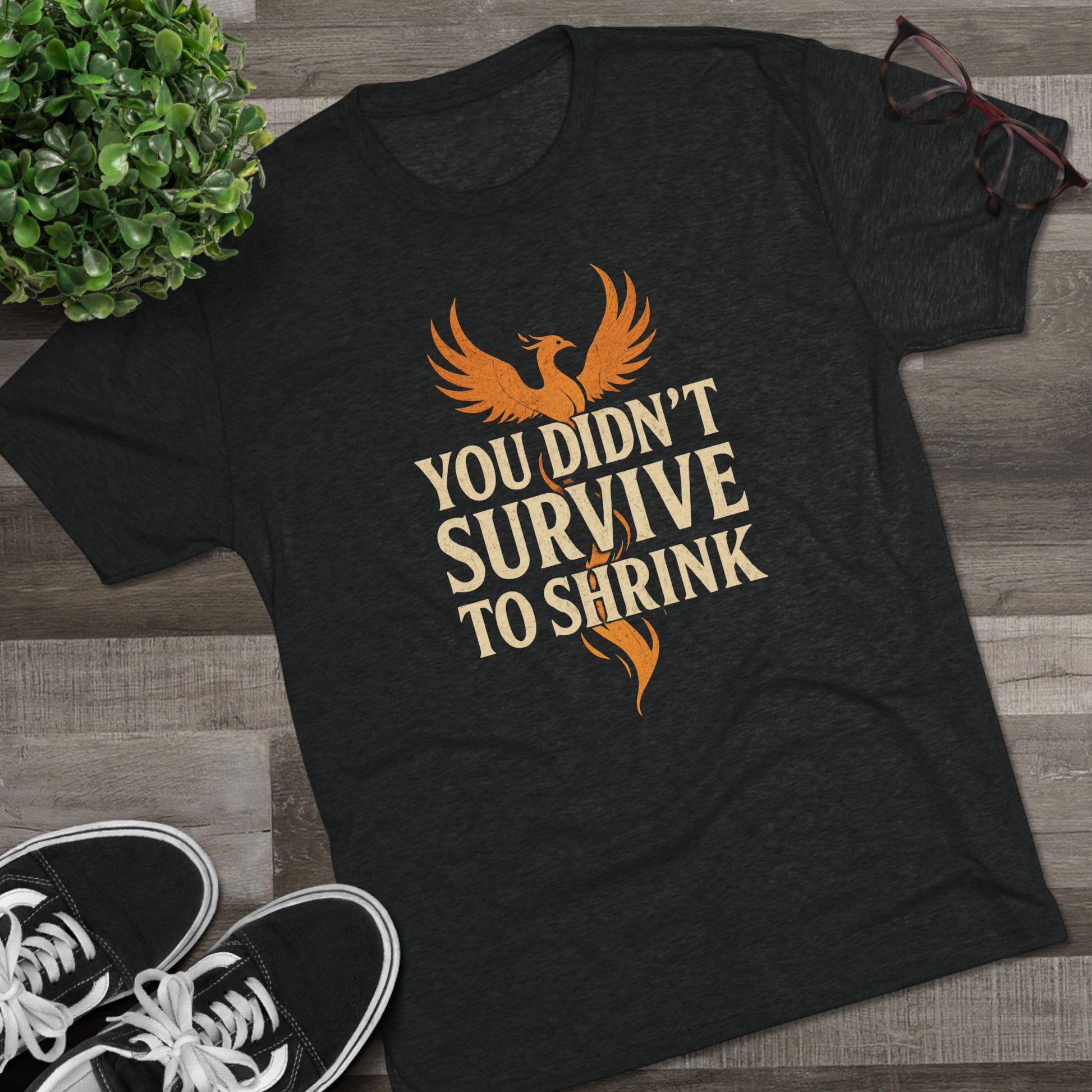 You Didn't Survive to Shrink Phoenix Motivational Crew Tee - Unisex Inspirational T-Shirt, Gift for Friends, Fitness Lovers, Empowerment Apparel, Birthday Gift, [...]