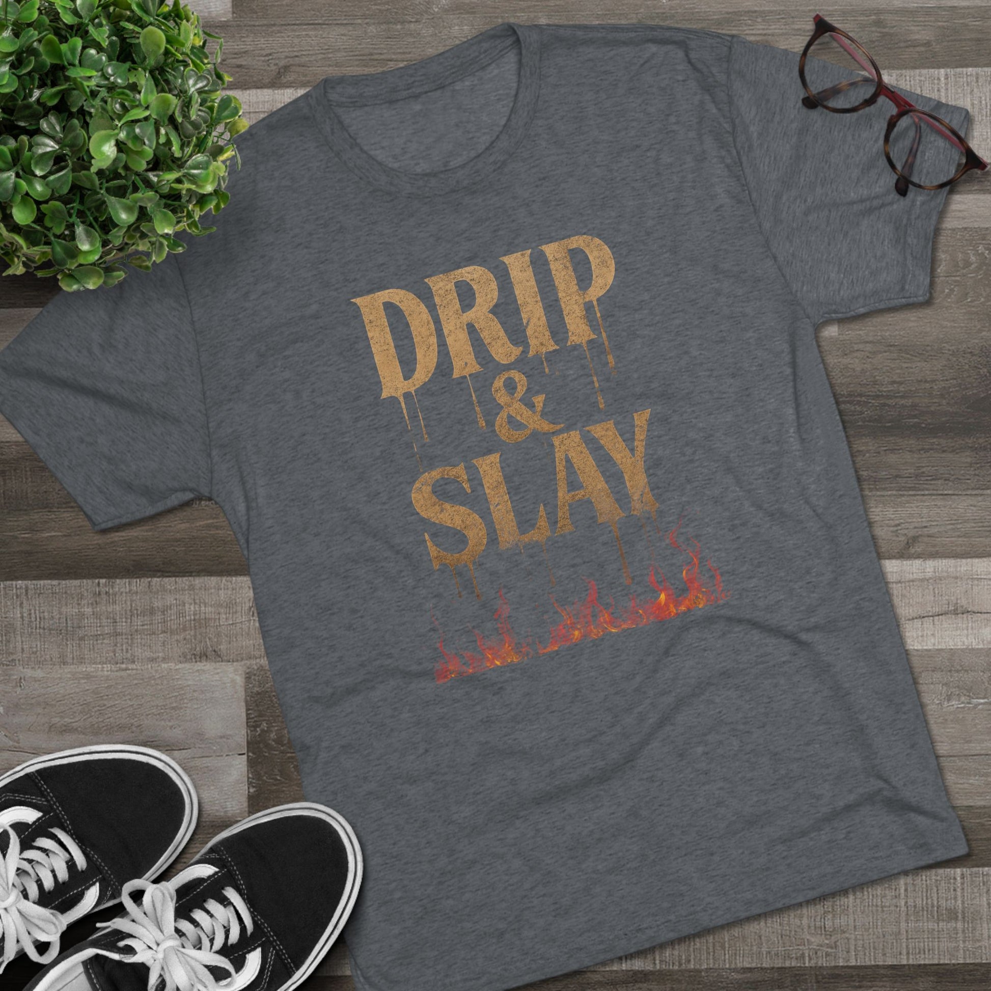 Drip & Slay Fire Unisex Tshirt Crew Printed Tee Shirt - Trendy Style, Graphic Tee, Fashion Statement, Casual Wear, Gift for Her