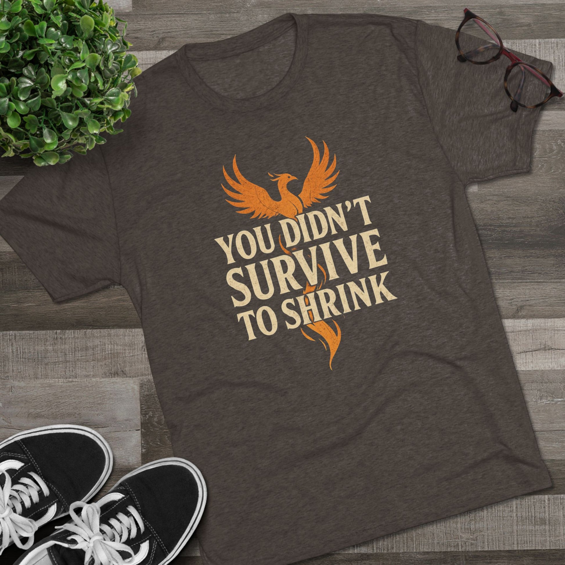 You Didn't Survive to Shrink Phoenix Motivational Crew Tee - Unisex Inspirational T-Shirt, Gift for Friends, Fitness Lovers, Empowerment Apparel, Birthday Gift, [...]