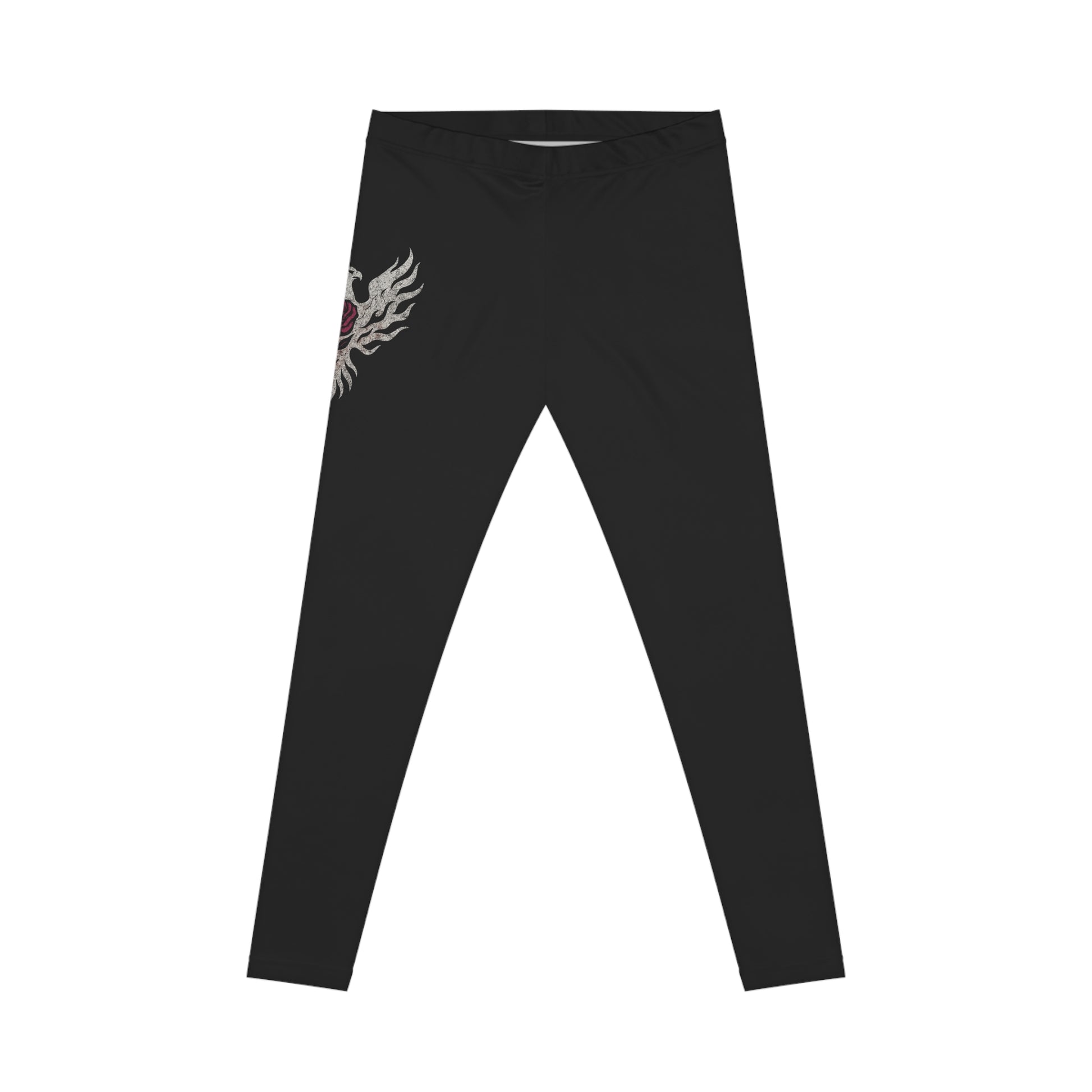 Break Free Empire Phoenix Rose Women’s Casual Leggings – Grunge Distressed Graphic, Stretchy Polyester-Spandex Blend with Silky Finish