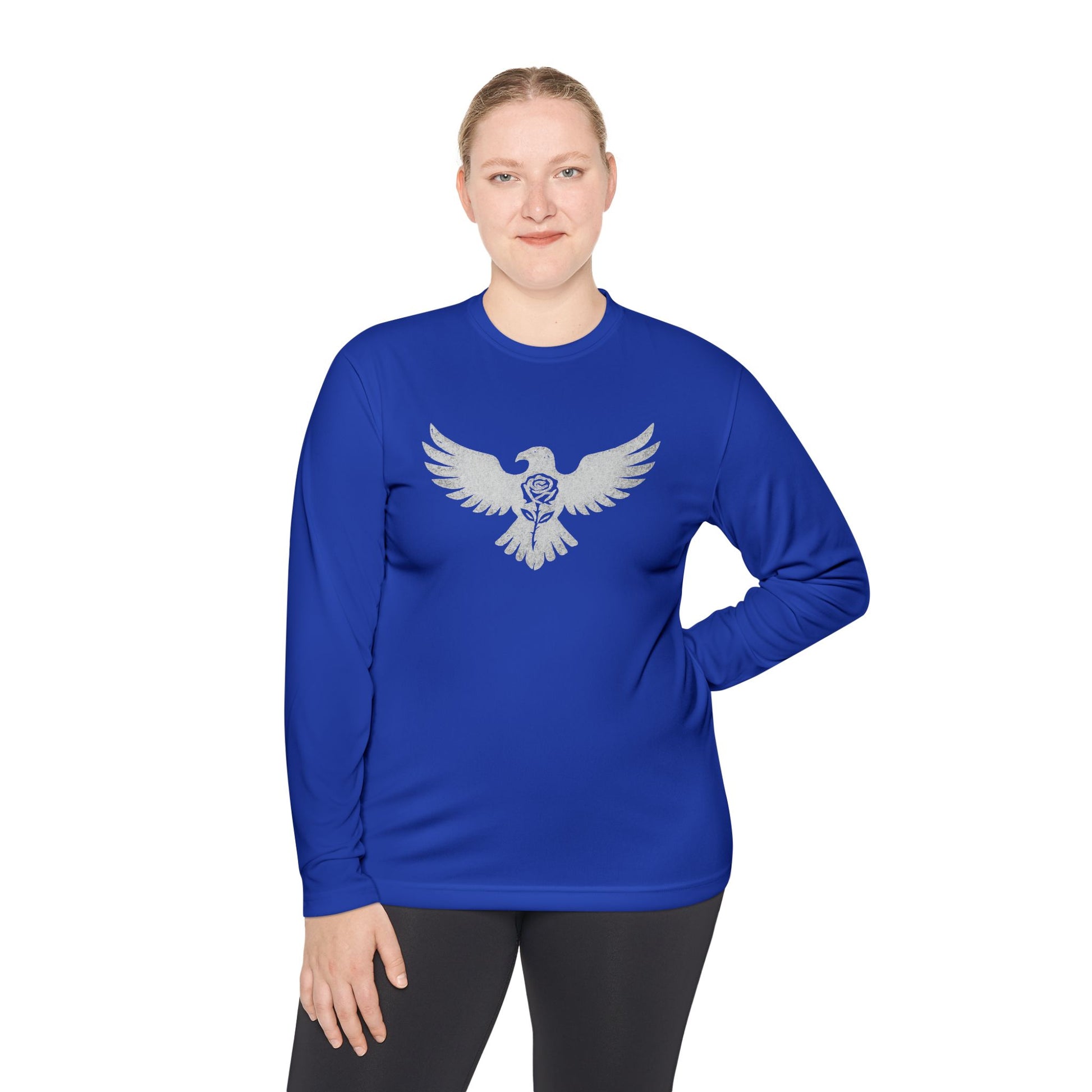 Break Free Empire Phoenix Rose Lightweight Long Sleeve Tee with Eagle Design | Perfect for Nature Lovers, Gifts, Casual Wear, Hiking, and Outdoor Activities