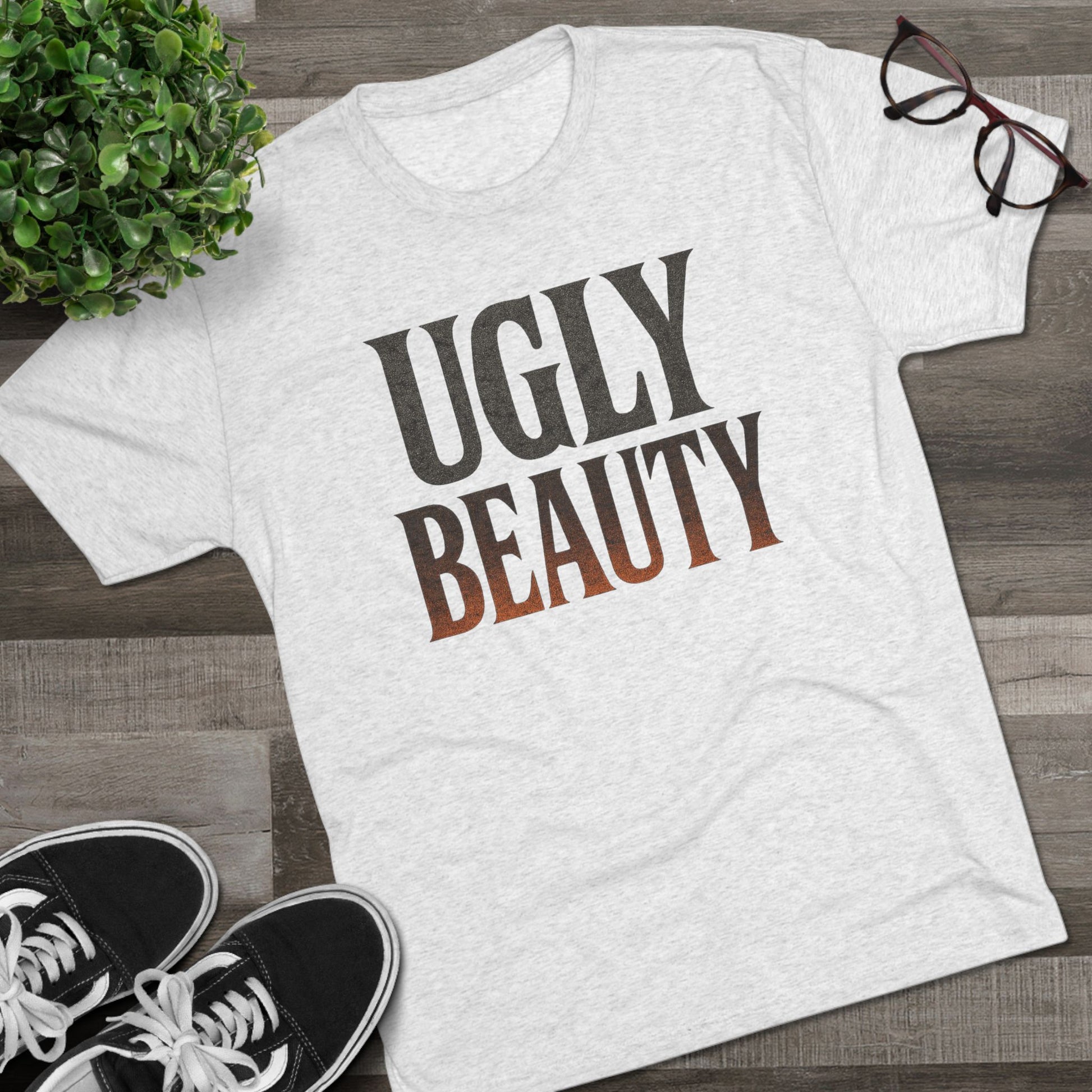 Ugly Beauty Unisex Tri-Blend Crew Tee - "Ugly Beauty" T-Shirt, Casual Wear, Gift for Friends, Statement Clothing, Everyday Fashion, Trendy Apparel