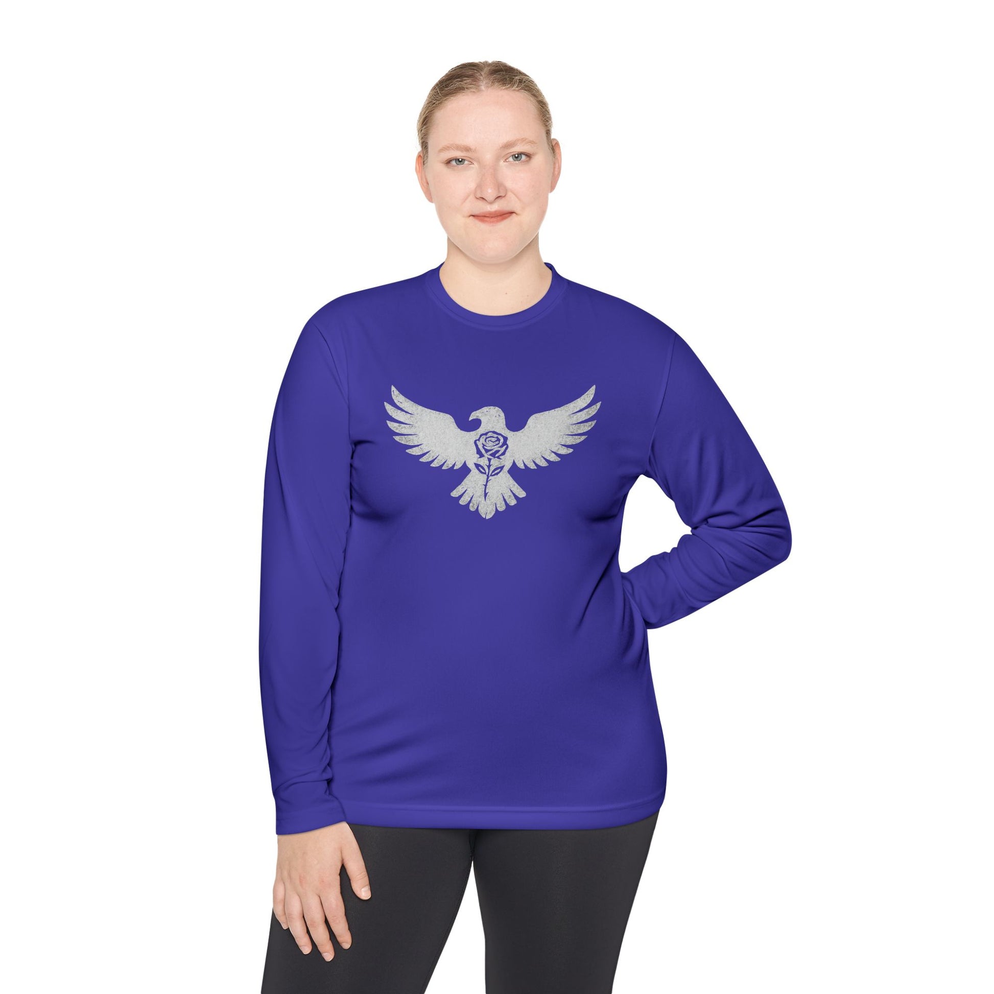 Break Free Empire Phoenix Rose Lightweight Long Sleeve Tee with Eagle Design | Perfect for Nature Lovers, Gifts, Casual Wear, Hiking, and Outdoor Activities
