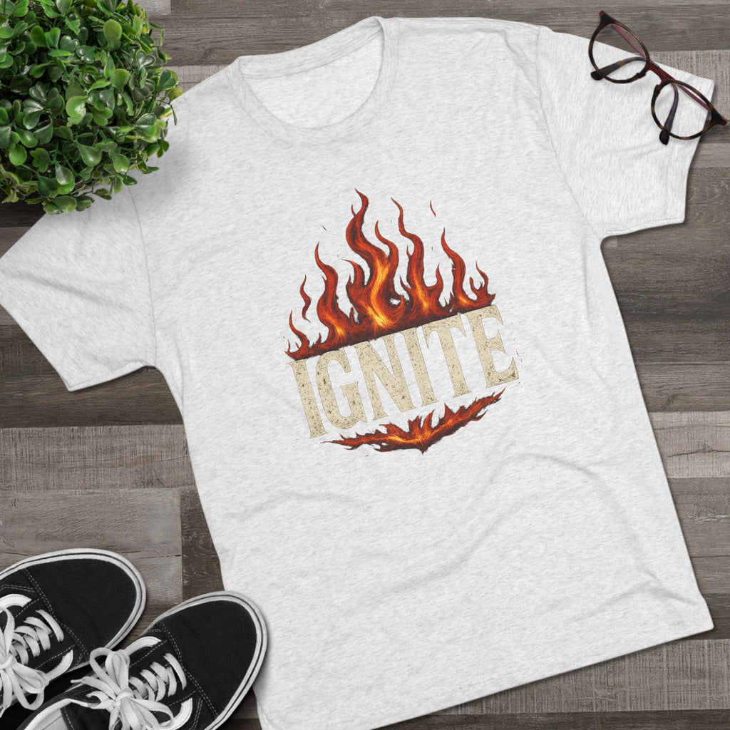 Ignite Fire Design Unisex Tri-Blend Crew Tee, Casual T-Shirt, Graphic Tee, Gift for Fire Lovers, Comfortable Everyday Wear