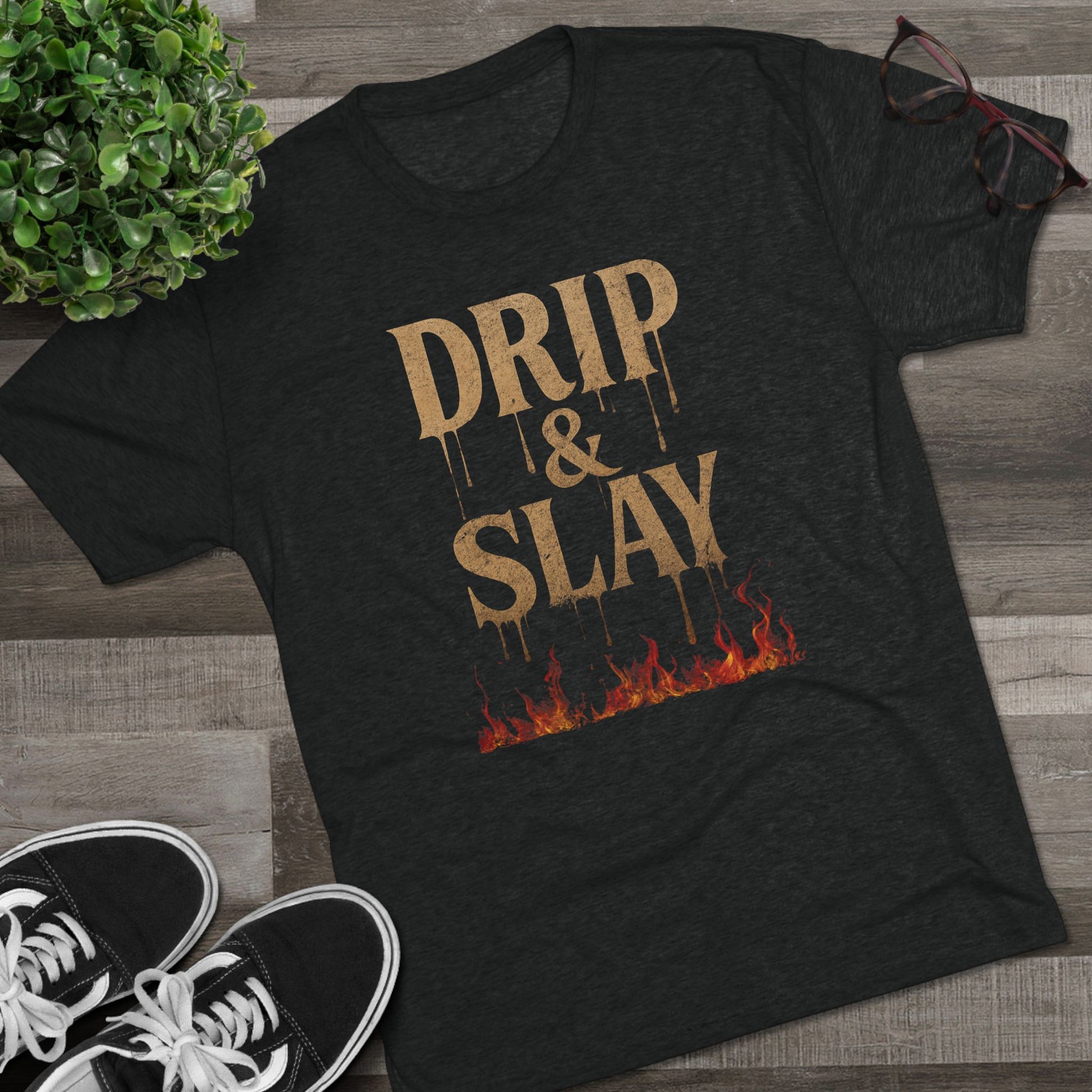 Drip & Slay Fire Unisex Tshirt Crew Printed Tee Shirt - Trendy Style, Graphic Tee, Fashion Statement, Casual Wear, Gift for Her