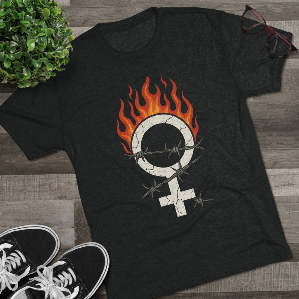 Unleashed Power Women’s Empowerment Graphic Tee – Grunge UNISEX Rebel Aesthetic Bold Feminist Flame Crew Tee, Unisex Shirt, Gender Equality Apparel, Women's Empowerment Gift, Statement T-Shirt, Activism Fashion