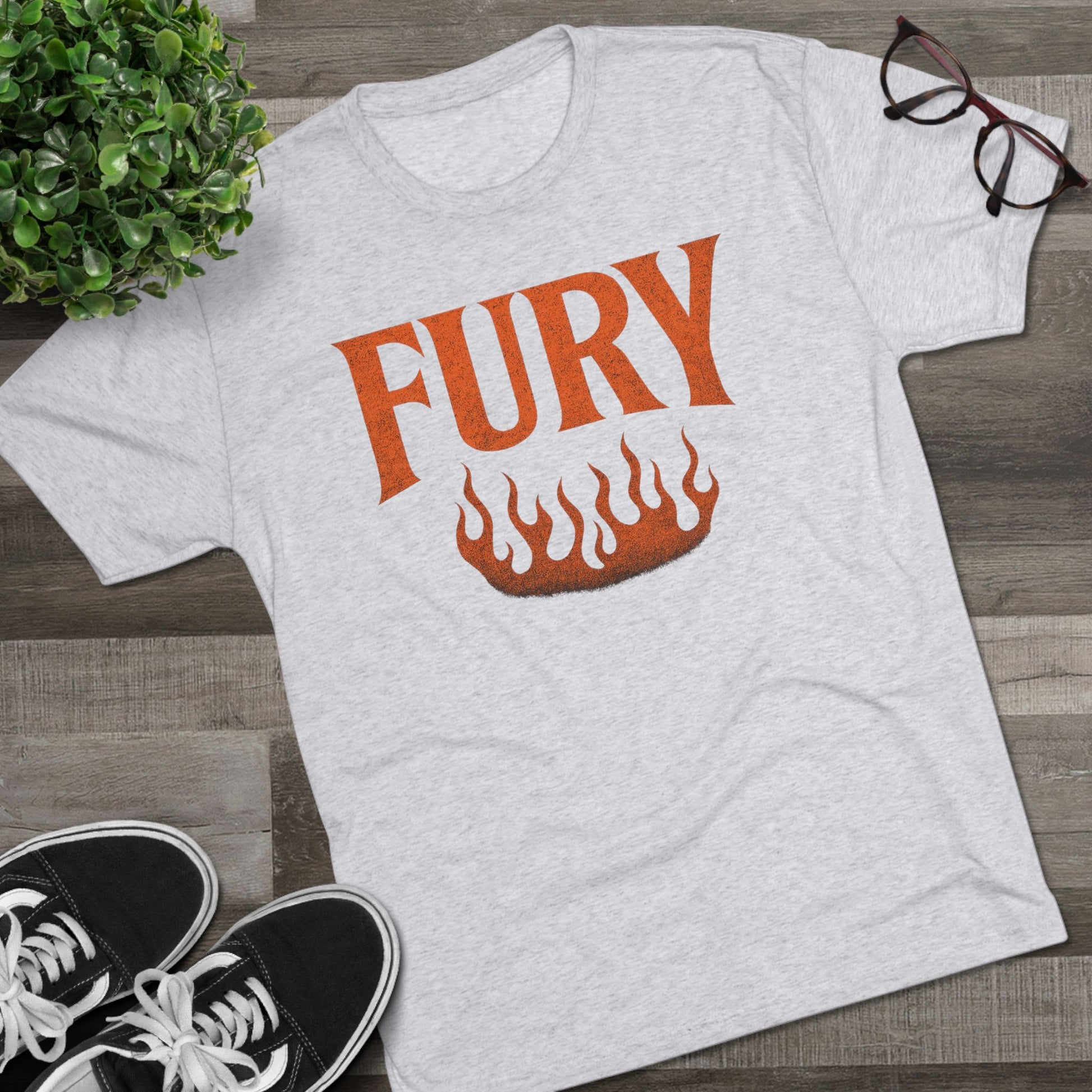 Fury Unisex Tri-Blend Crew Tee, Graphic Tee, Casual Wear, Gift for Him, T-Shirt for Friends, Summer Style, Everyday Comfort