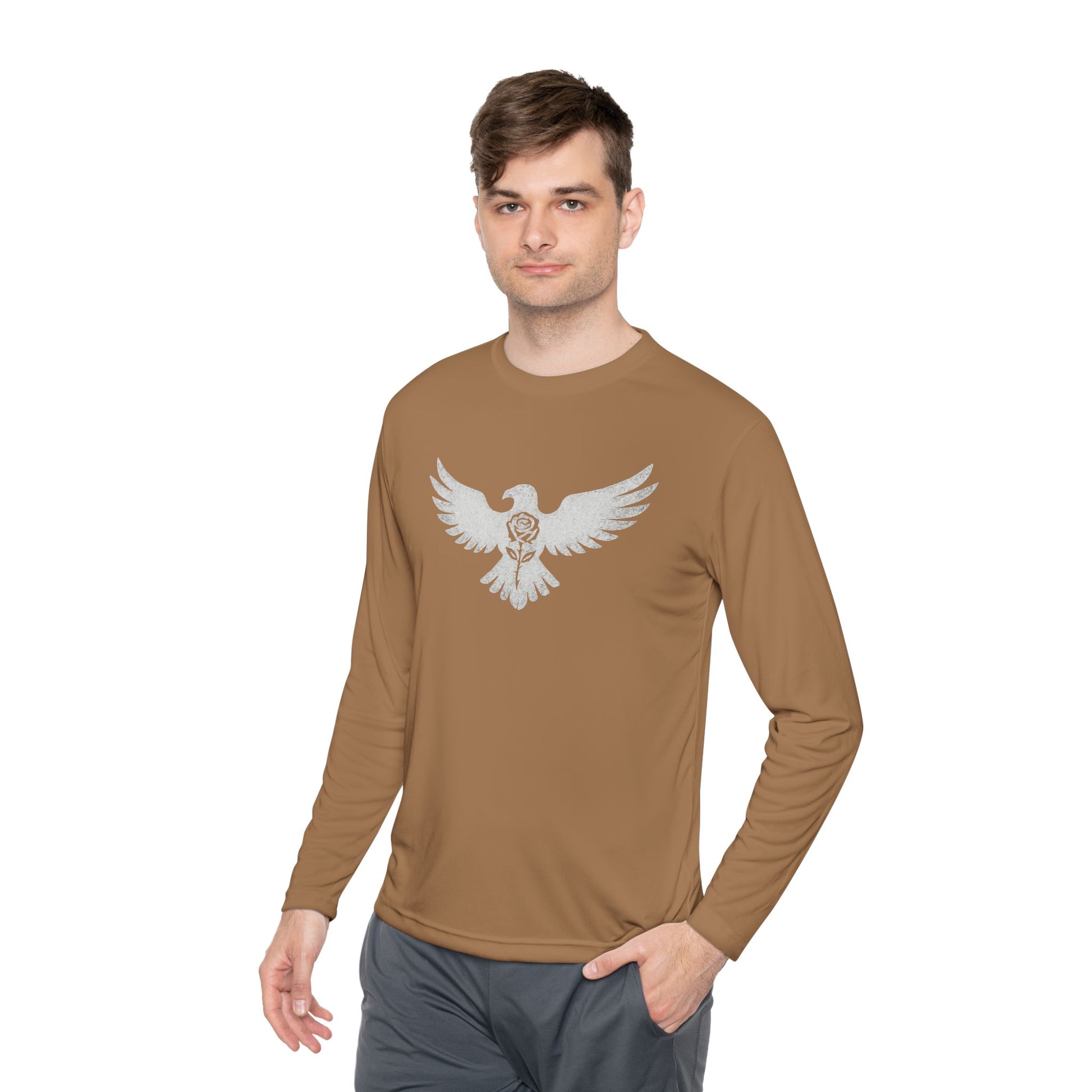 Break Free Empire Phoenix Rose Lightweight Long Sleeve Tee with Eagle Design | Perfect for Nature Lovers, Gifts, Casual Wear, Hiking, and Outdoor Activities