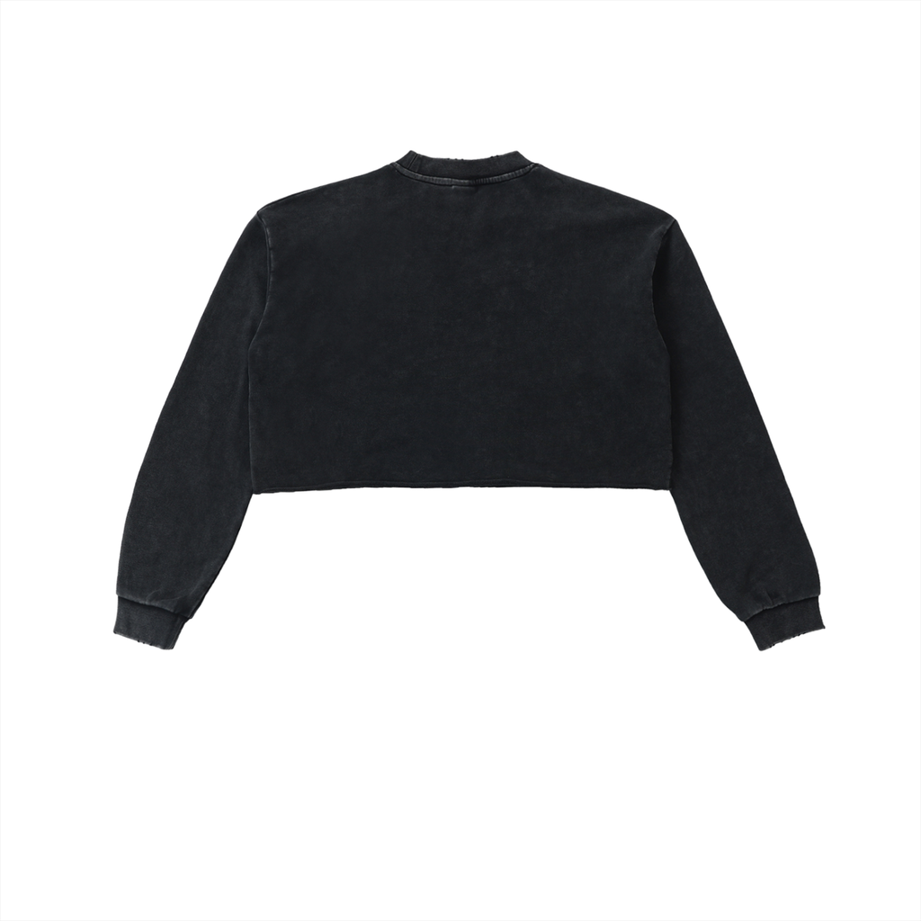 Holding the Proof Snow Washed Raw Edge Cropped Sweatshirt