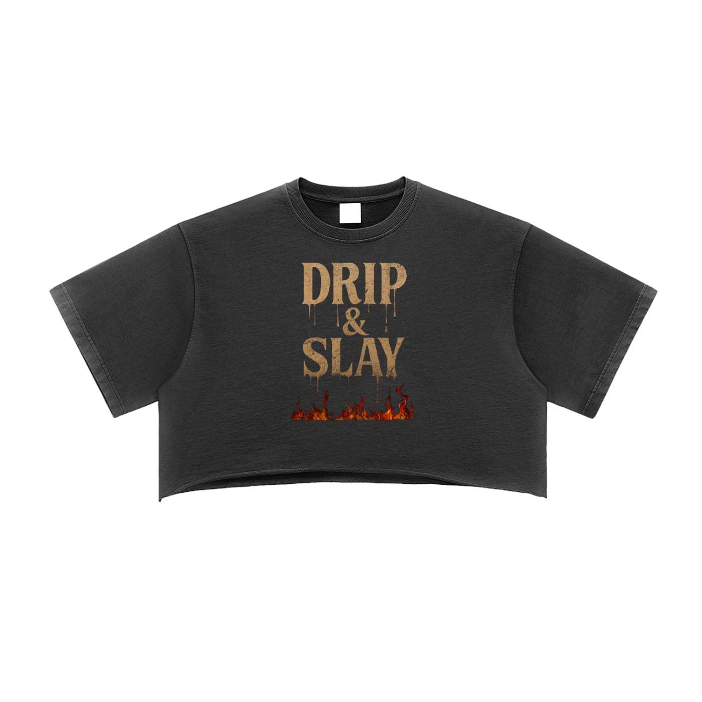 Drip & Slay Snow Washed Raw Edge Crop Top | Phoenix Collection