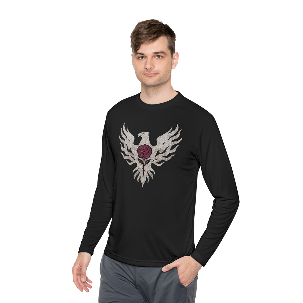 Break Free Empire Phoenix Rose Long Sleeve Tee – Unisex Lightweight Athletic Fit Shirt, Moisture-Wicking, Distressed Grunge Graphic Topl