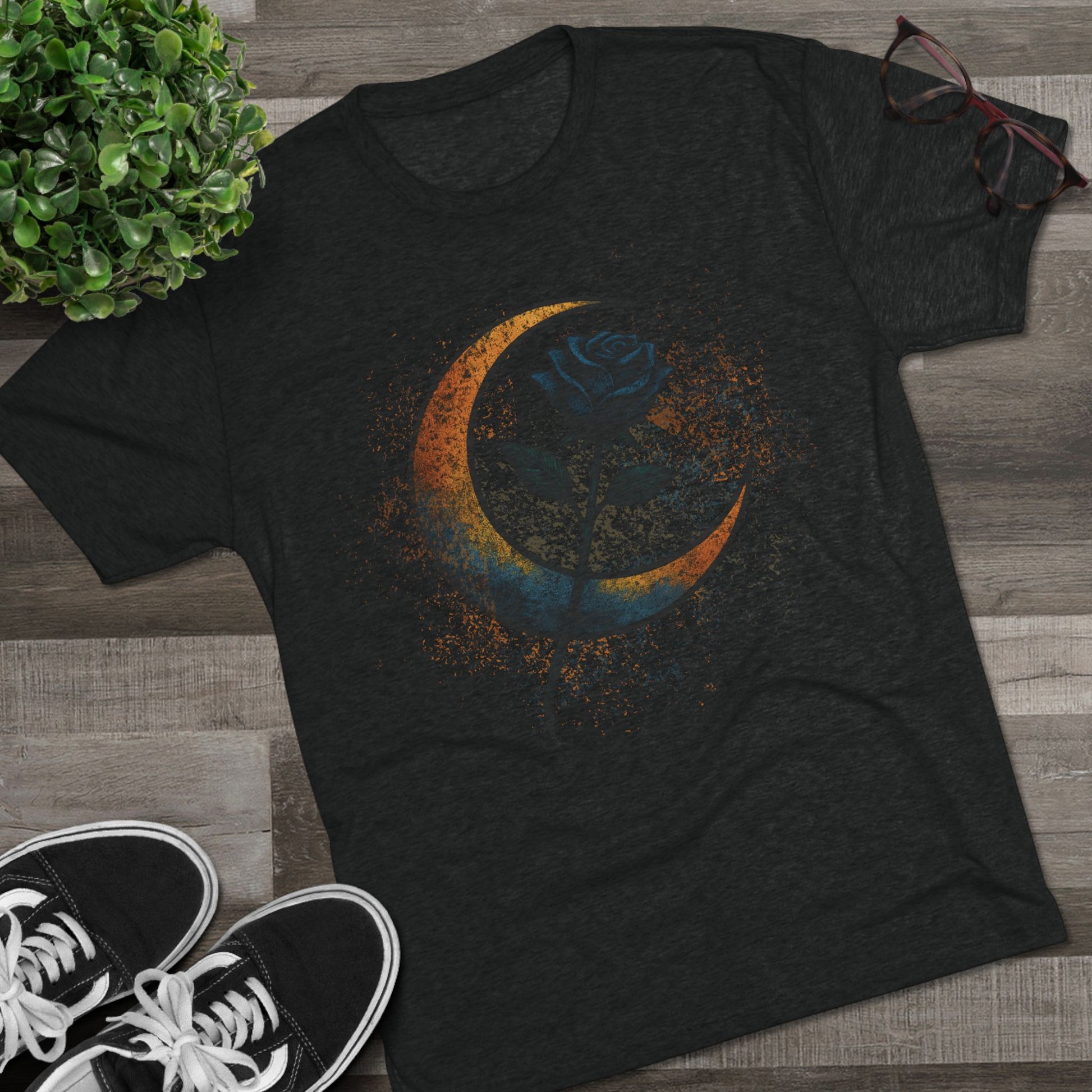 Moonlit Rebellion Unisex Tri-Blend Crew Tee Graphic Printed Tee Shirt