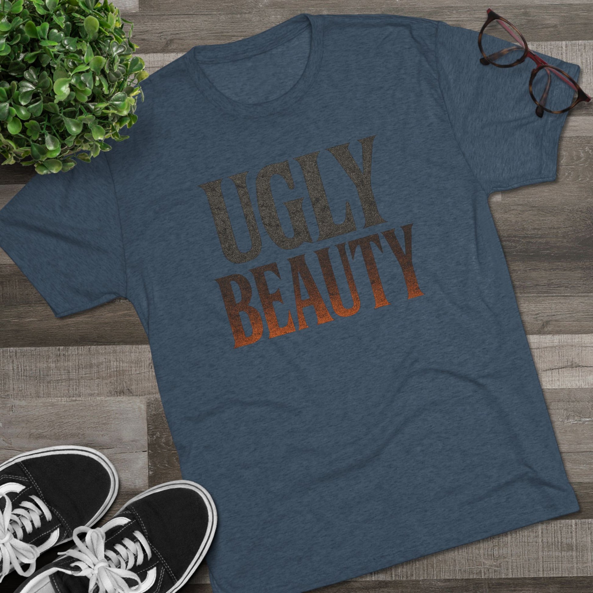 Ugly Beauty Unisex Tri-Blend Crew Tee - "Ugly Beauty" T-Shirt, Casual Wear, Gift for Friends, Statement Clothing, Everyday Fashion, Trendy Apparel
