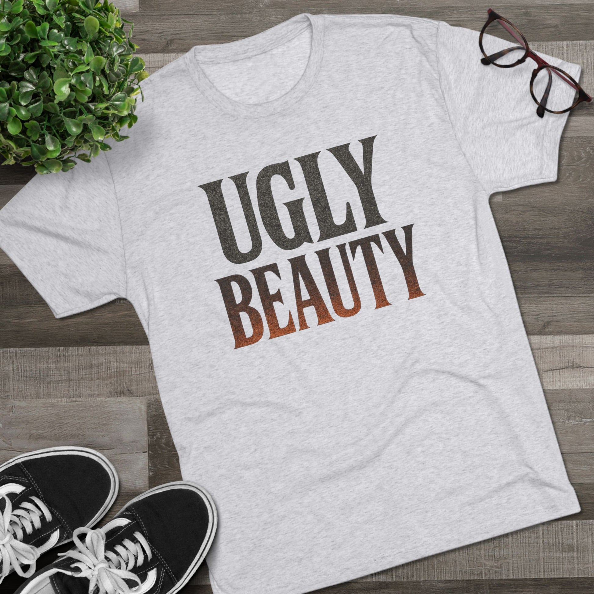 Ugly Beauty Unisex Tri-Blend Crew Tee - "Ugly Beauty" T-Shirt, Casual Wear, Gift for Friends, Statement Clothing, Everyday Fashion, Trendy Apparel