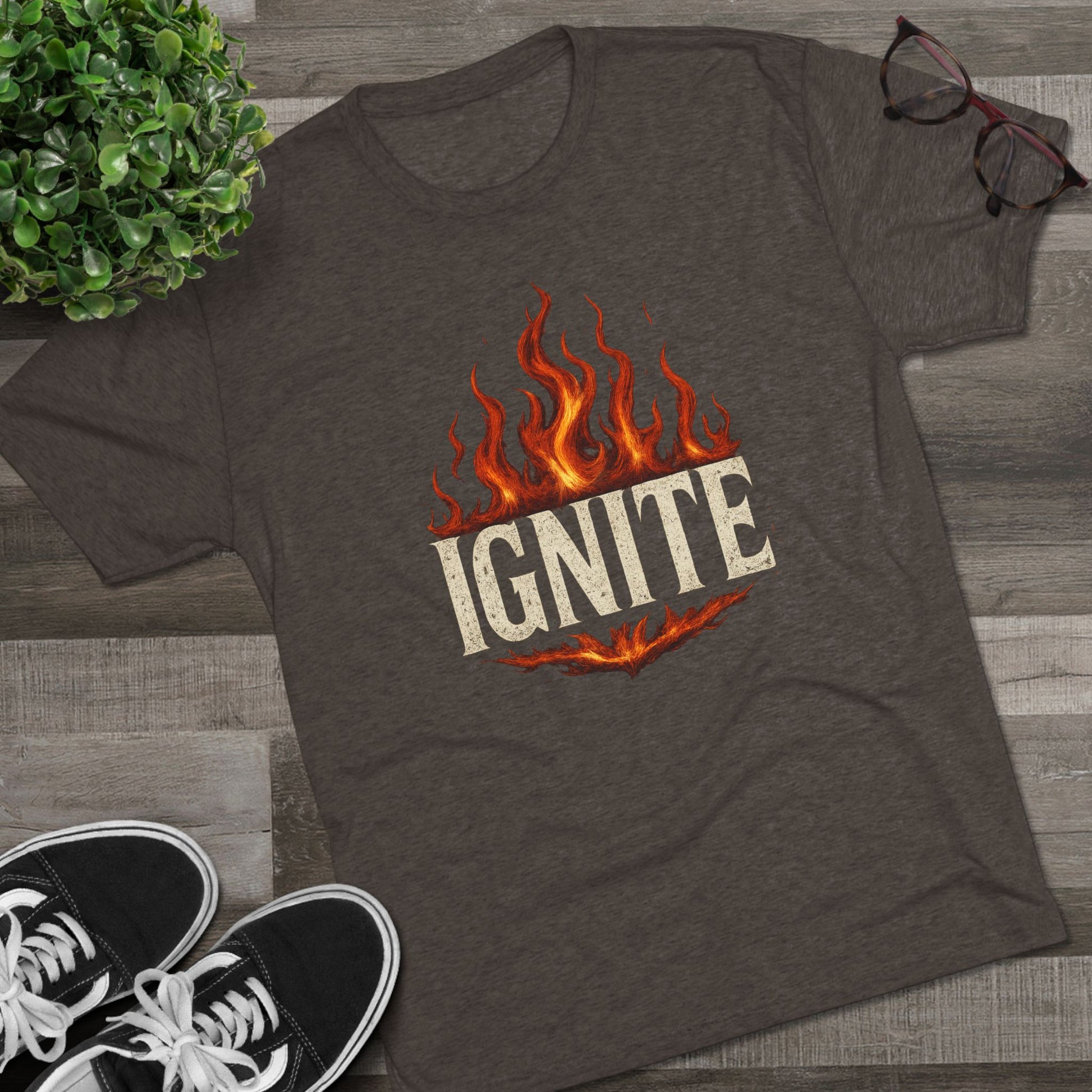 Ignite Fire Design Unisex Tri-Blend Crew Tee, Casual T-Shirt, Graphic Tee, Gift for Fire Lovers, Comfortable Everyday Wear