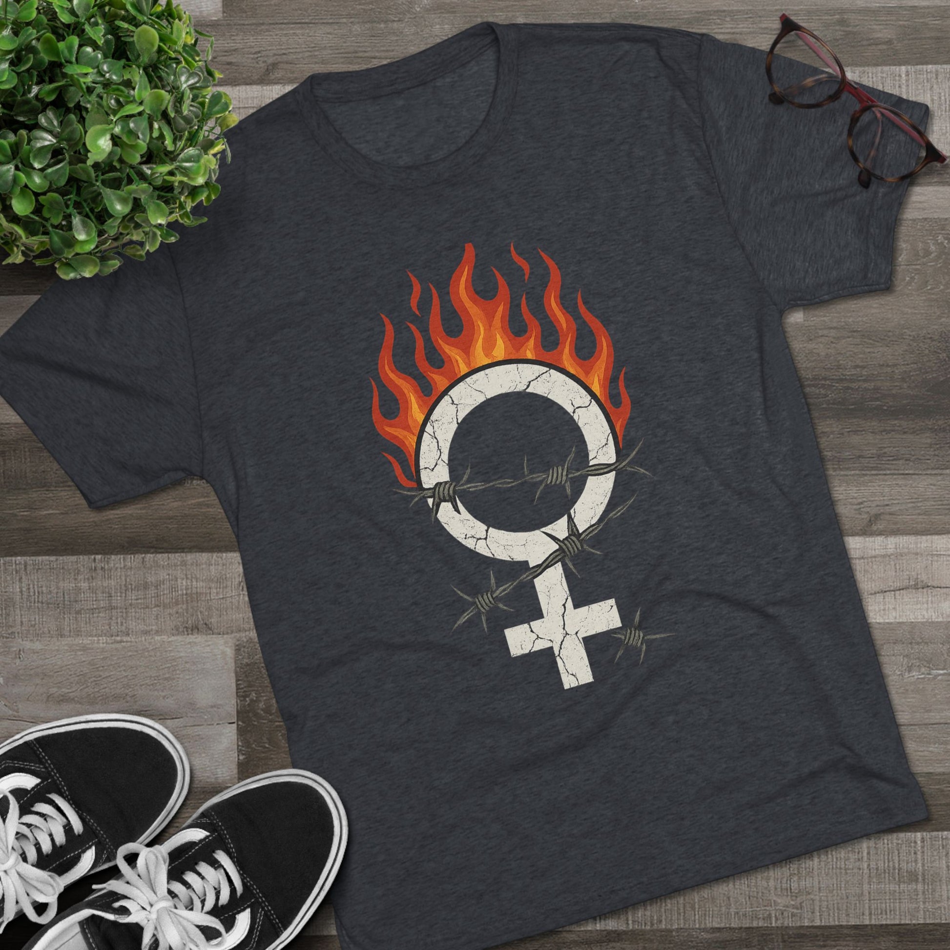 Unleashed Power Women’s Empowerment Graphic Tee – Grunge UNISEX Rebel Aesthetic Bold Feminist Flame Crew Tee, Unisex Shirt, Gender Equality Apparel, Women's Empowerment Gift, Statement T-Shirt, Activism Fashion