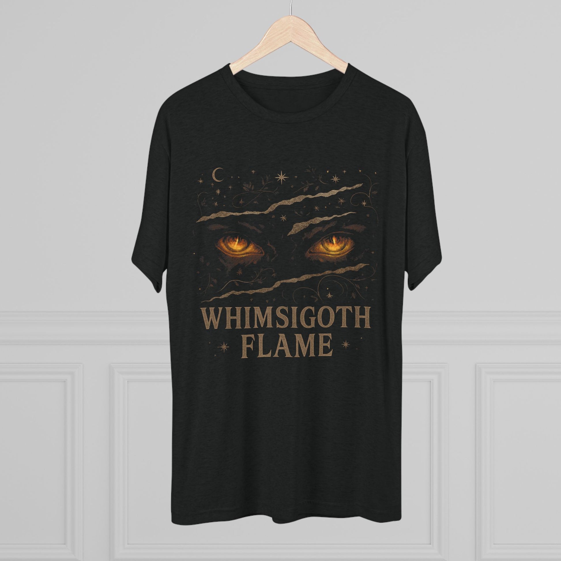 Whimsigoth Flame Crew Tee - Unisex Tri-Blend Shirt, Casual Wear, Gift for Gothy Friends, Alternative Fashion, Unique Graphic Tee