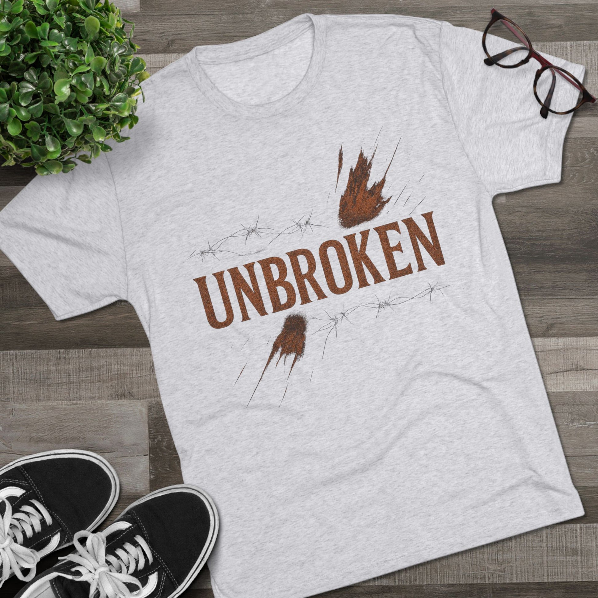 Unbroken Unisex Tri-Blend Crew Tee - 'Unbroken' Inspirational Tee, Motivational Shirt for Fitness Lovers, Casual Wear, Gift for Encouragement
