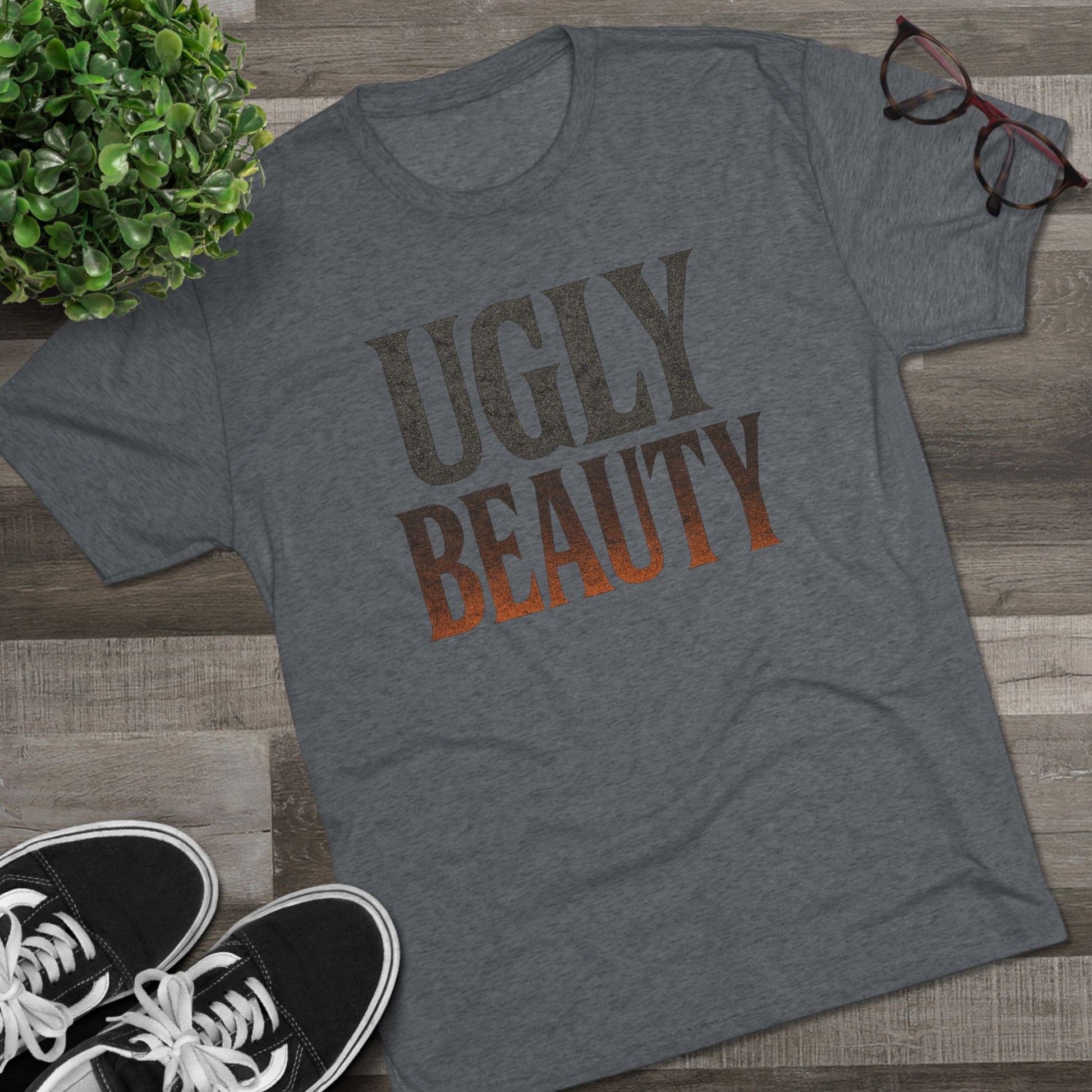 Ugly Beauty Unisex Tri-Blend Crew Tee - "Ugly Beauty" T-Shirt, Casual Wear, Gift for Friends, Statement Clothing, Everyday Fashion, Trendy Apparel