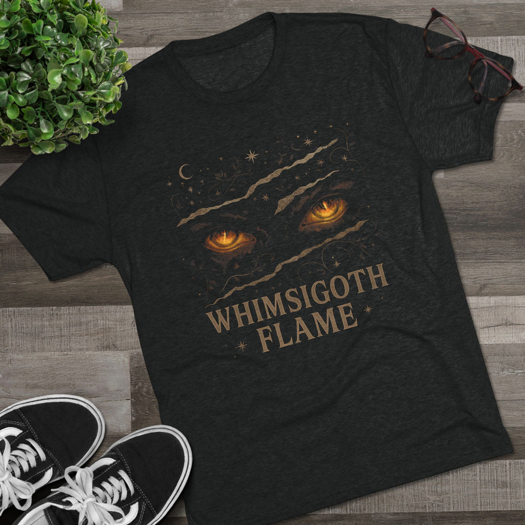 Whimsigoth Flame Crew Tee - Unisex Tri-Blend Shirt, Casual Wear, Gift for Gothy Friends, Alternative Fashion, Unique Graphic Tee