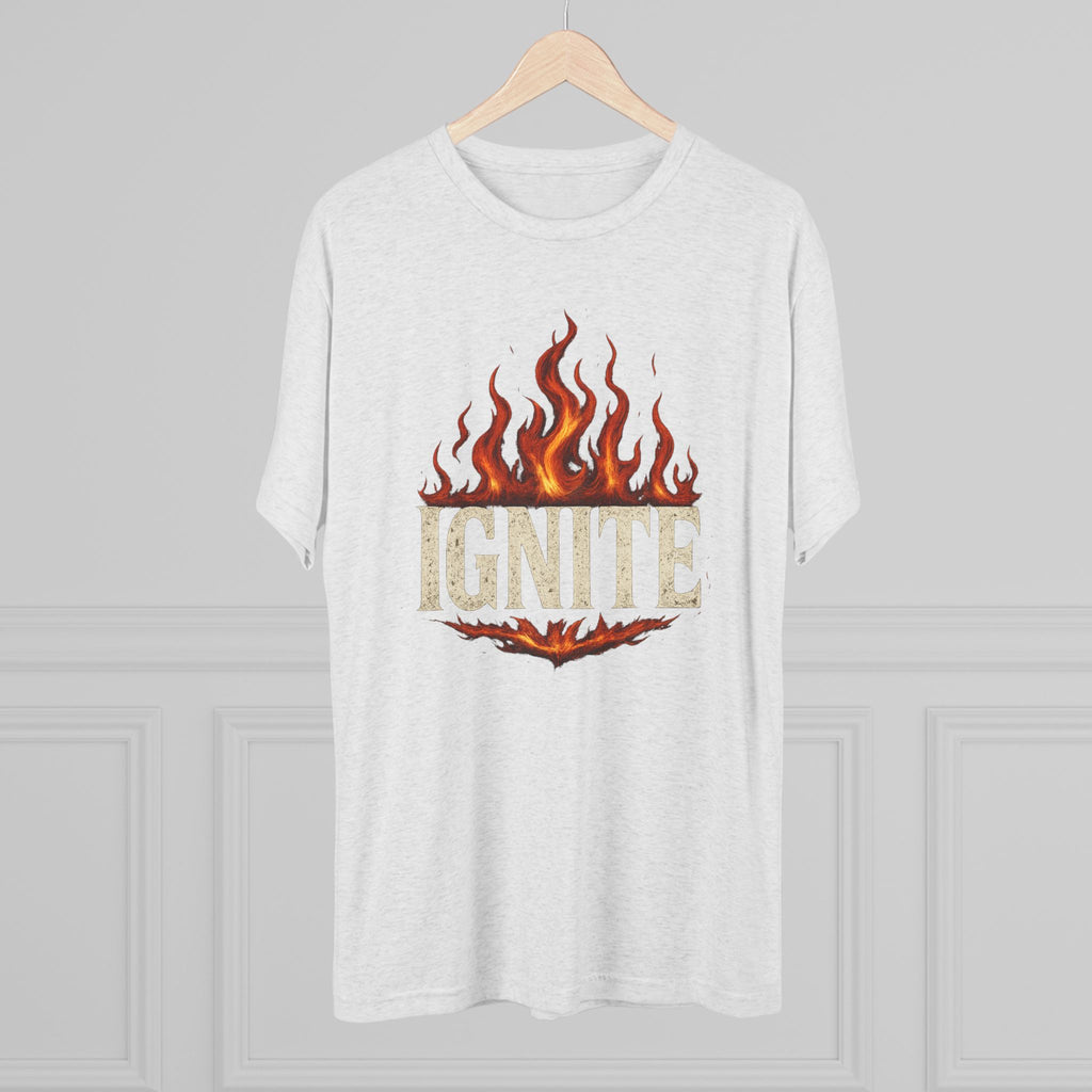 Ignite Fire Design Unisex Tri-Blend Crew Tee, Casual T-Shirt, Graphic Tee, Gift for Fire Lovers, Comfortable Everyday Wear