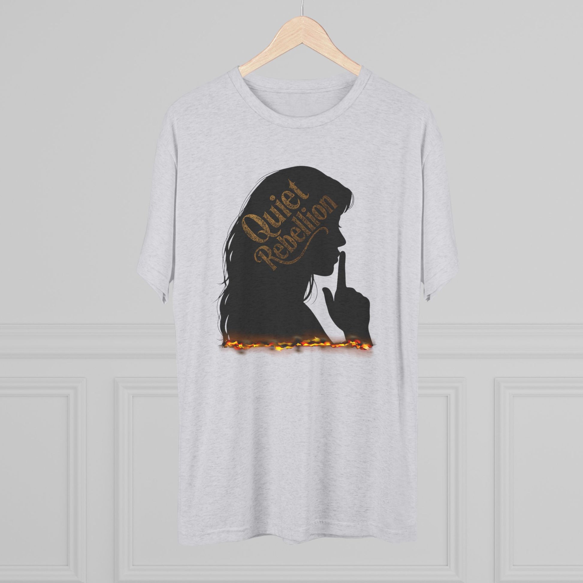 Quiet Reflection Fire Woman Silhouette Unisex Crew Tee - Super Soft, Casual Wear for Mindfulness, Relaxation, Gifts, Self-Care