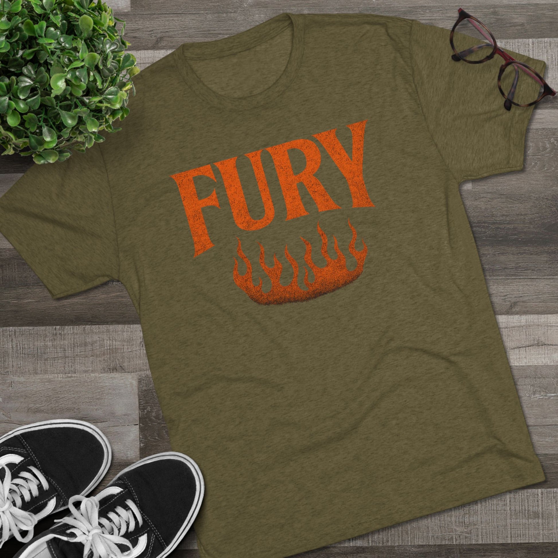 Fury Unisex Tri-Blend Crew Tee, Graphic Tee, Casual Wear, Gift for Him, T-Shirt for Friends, Summer Style, Everyday Comfort