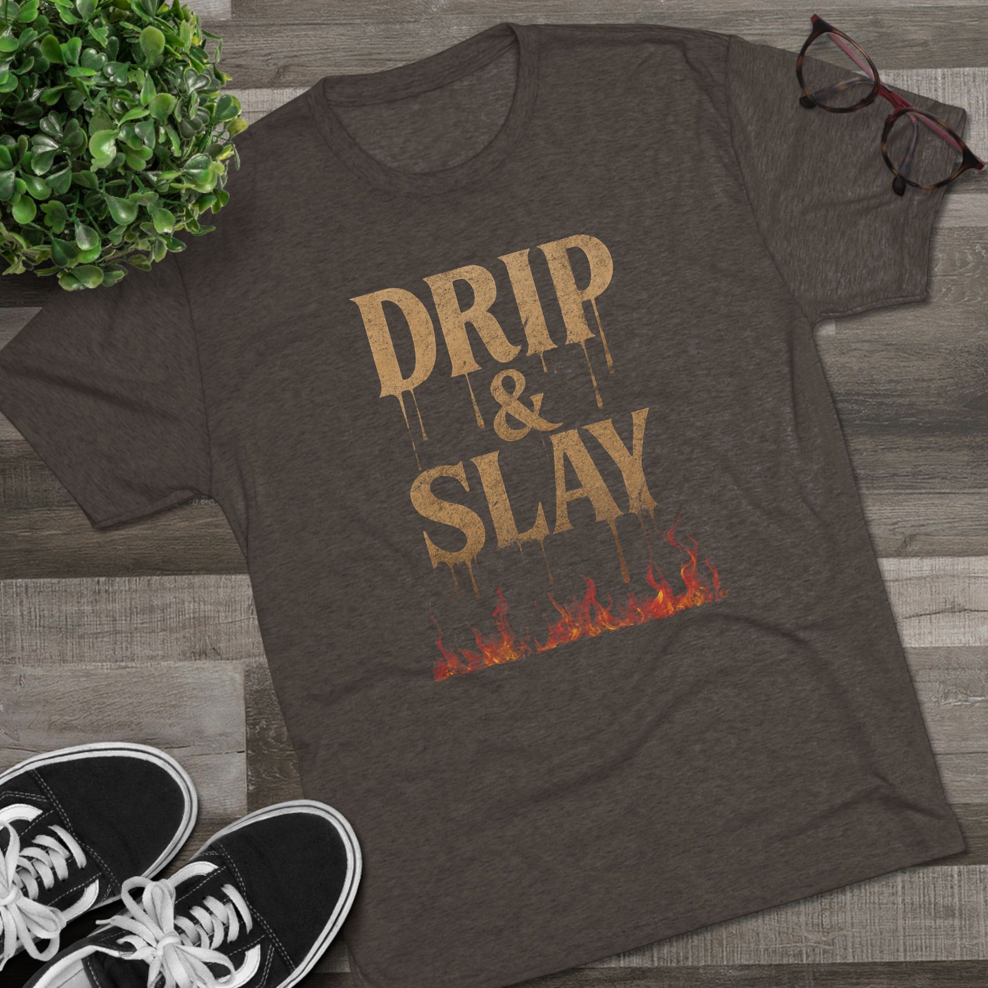Drip & Slay Fire Unisex Tshirt Crew Printed Tee Shirt - Trendy Style, Graphic Tee, Fashion Statement, Casual Wear, Gift for Her