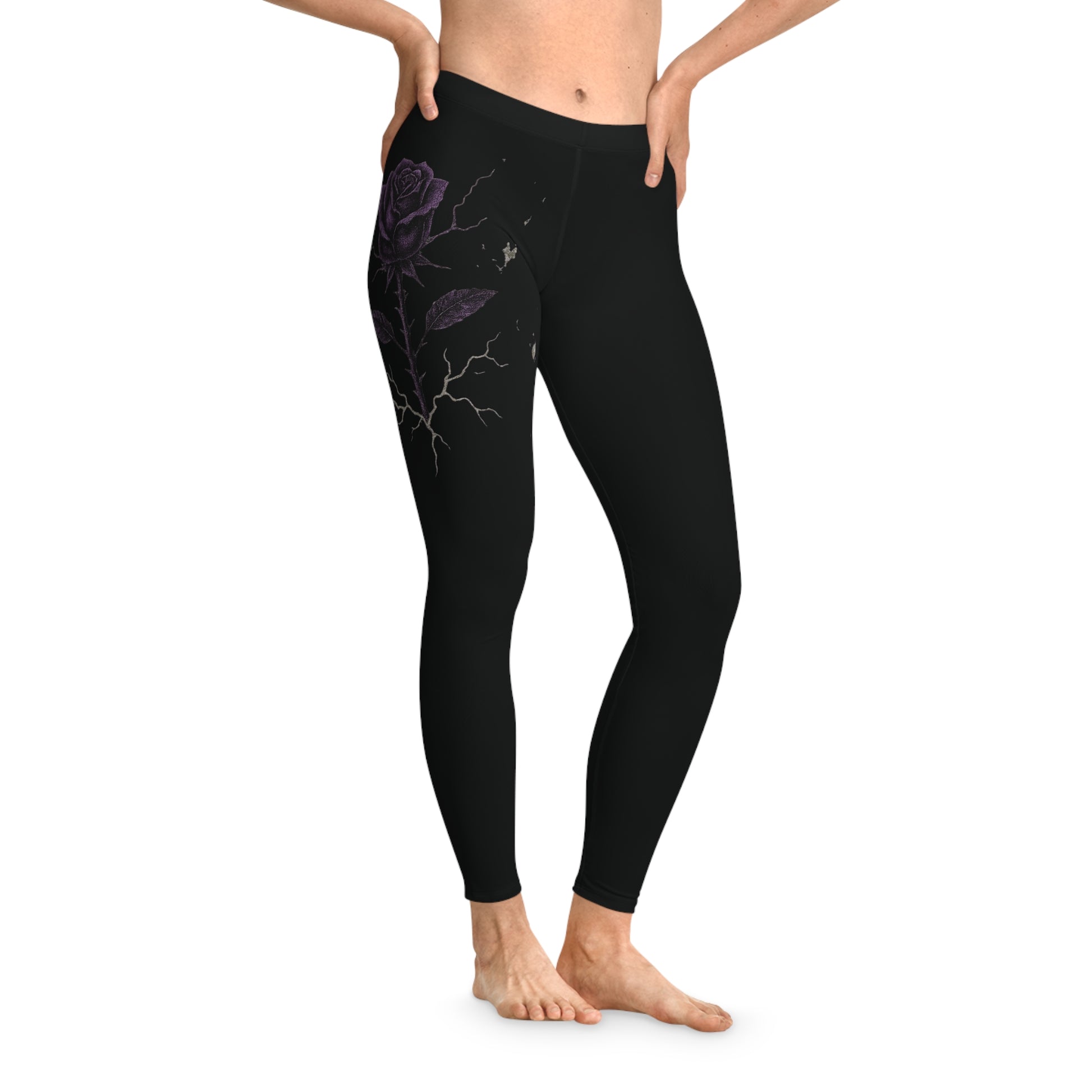 Elegant Floral Print Leggings - Stretchy Leggings for Fitness, Casual Wear, Yoga, Gifts, Summer Fashion