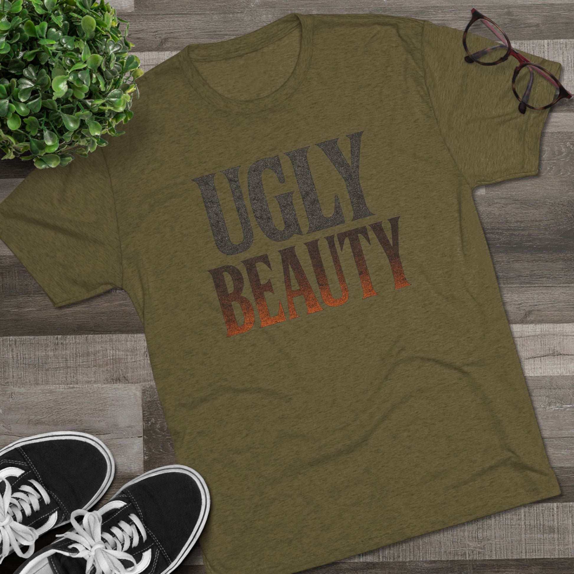 Ugly Beauty Unisex Tri-Blend Crew Tee - "Ugly Beauty" T-Shirt, Casual Wear, Gift for Friends, Statement Clothing, Everyday Fashion, Trendy Apparel