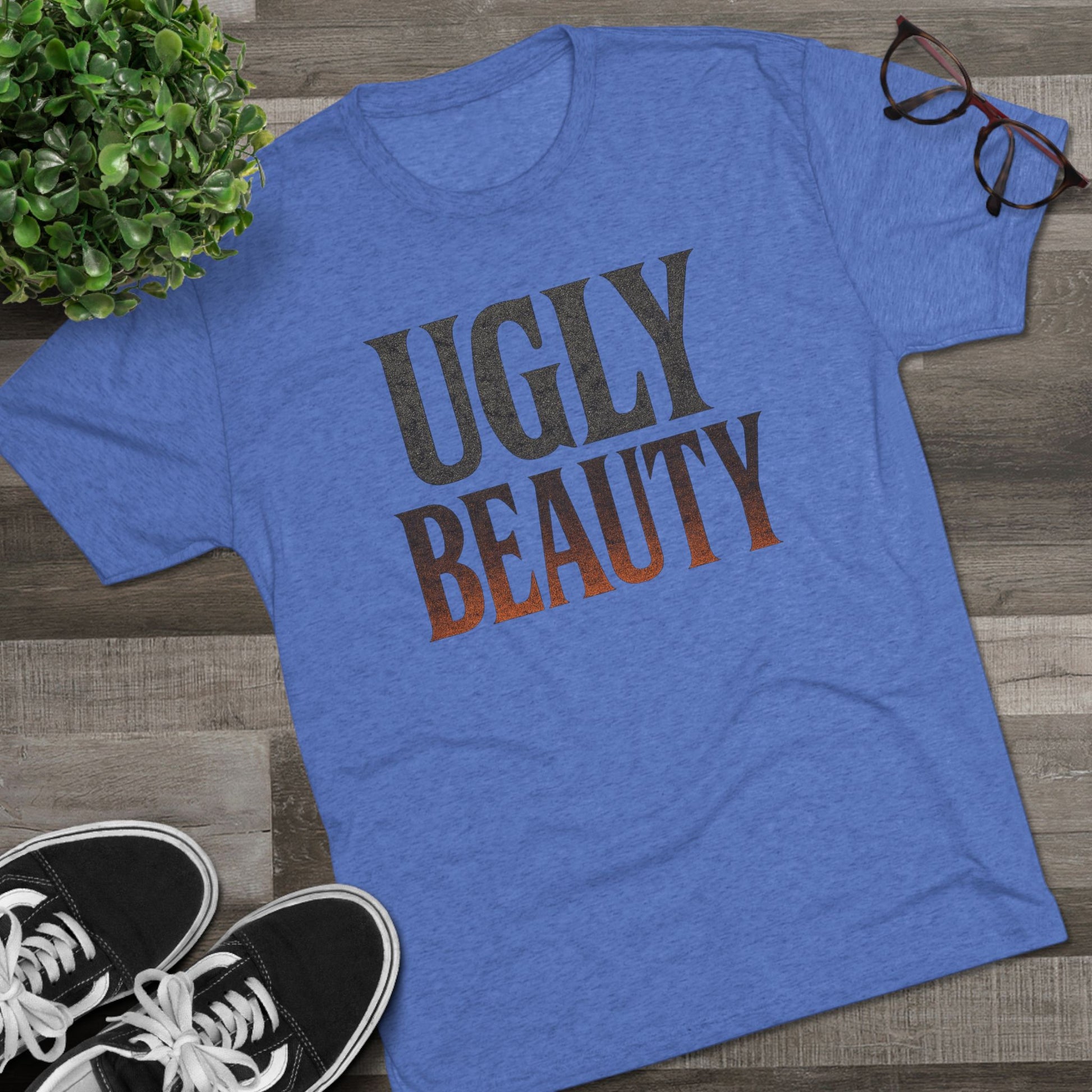 Ugly Beauty Unisex Tri-Blend Crew Tee - "Ugly Beauty" T-Shirt, Casual Wear, Gift for Friends, Statement Clothing, Everyday Fashion, Trendy Apparel