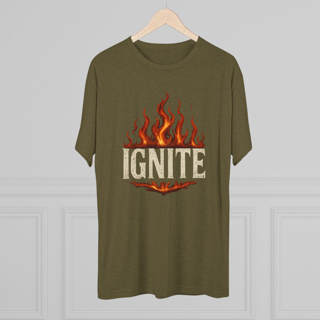 Ignite Fire Design Unisex Tri-Blend Crew Tee, Casual T-Shirt, Graphic Tee, Gift for Fire Lovers, Comfortable Everyday Wear