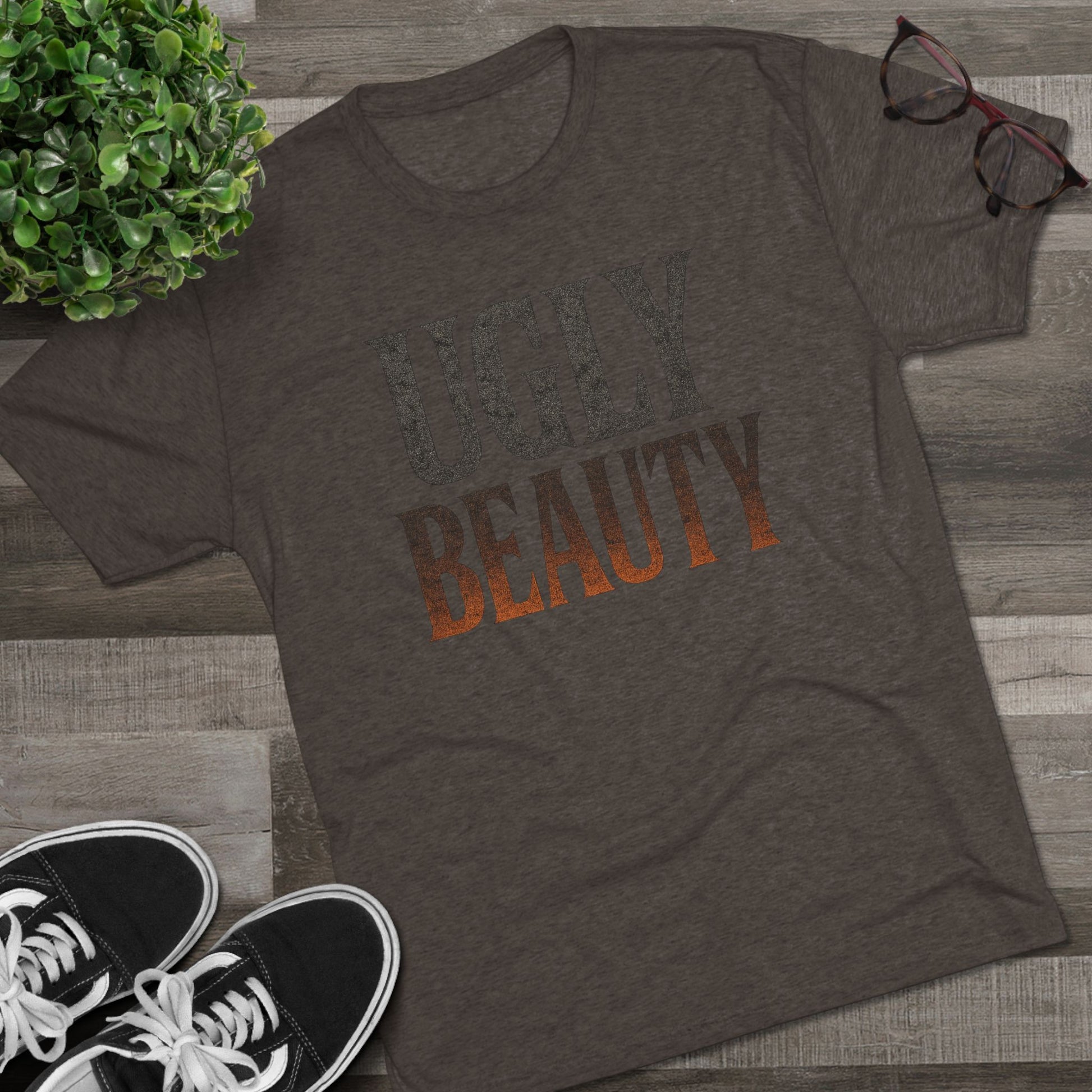 Ugly Beauty Unisex Tri-Blend Crew Tee - "Ugly Beauty" T-Shirt, Casual Wear, Gift for Friends, Statement Clothing, Everyday Fashion, Trendy Apparel