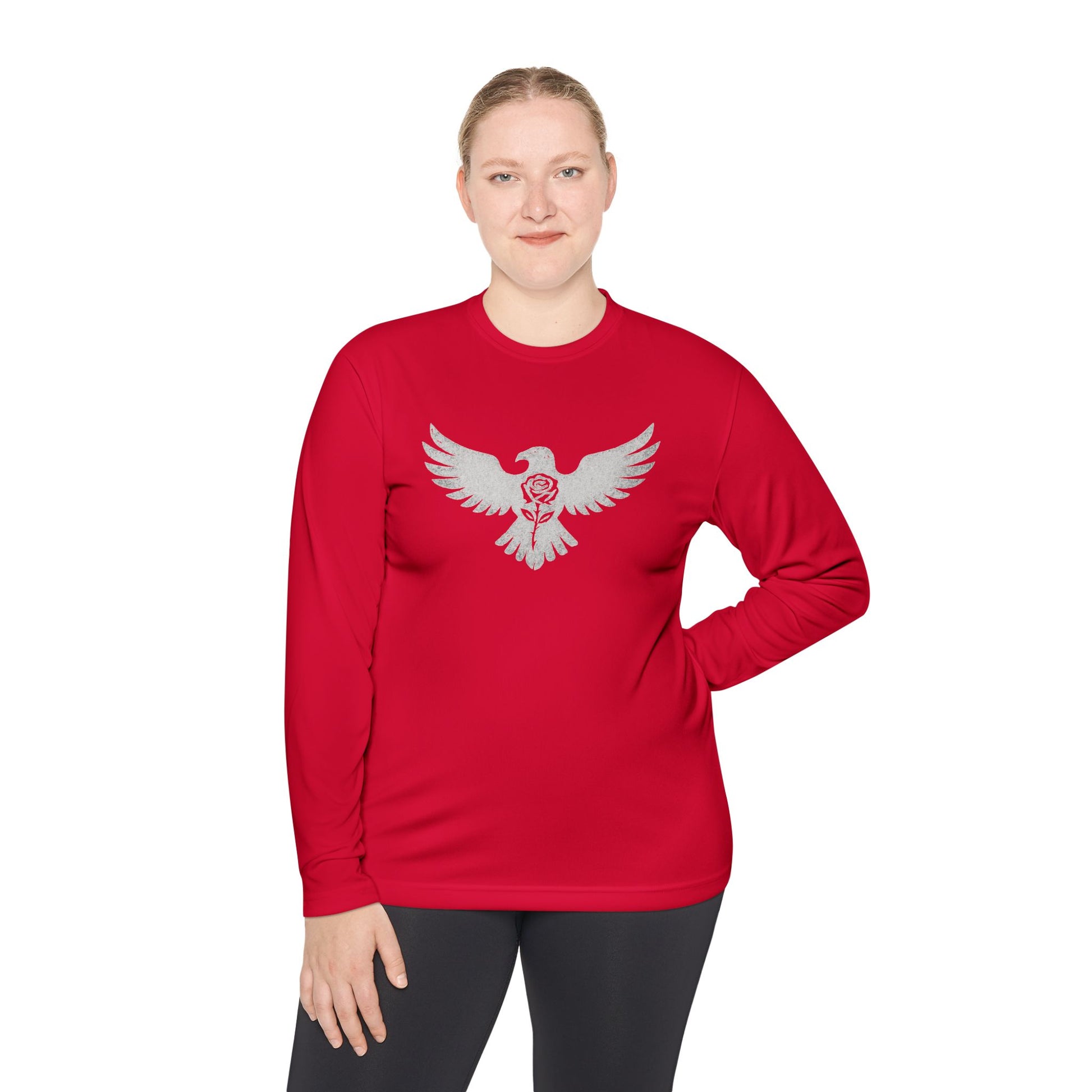 Break Free Empire Phoenix Rose Lightweight Long Sleeve Tee with Eagle Design | Perfect for Nature Lovers, Gifts, Casual Wear, Hiking, and Outdoor Activities