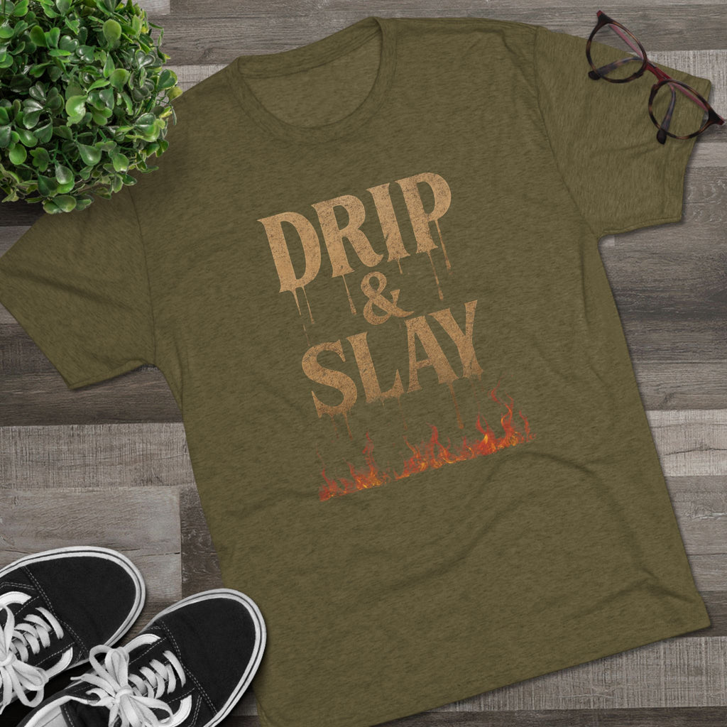 Drip & Slay Fire Unisex Tshirt Crew Printed Tee Shirt - Trendy Style, Graphic Tee, Fashion Statement, Casual Wear, Gift for Her