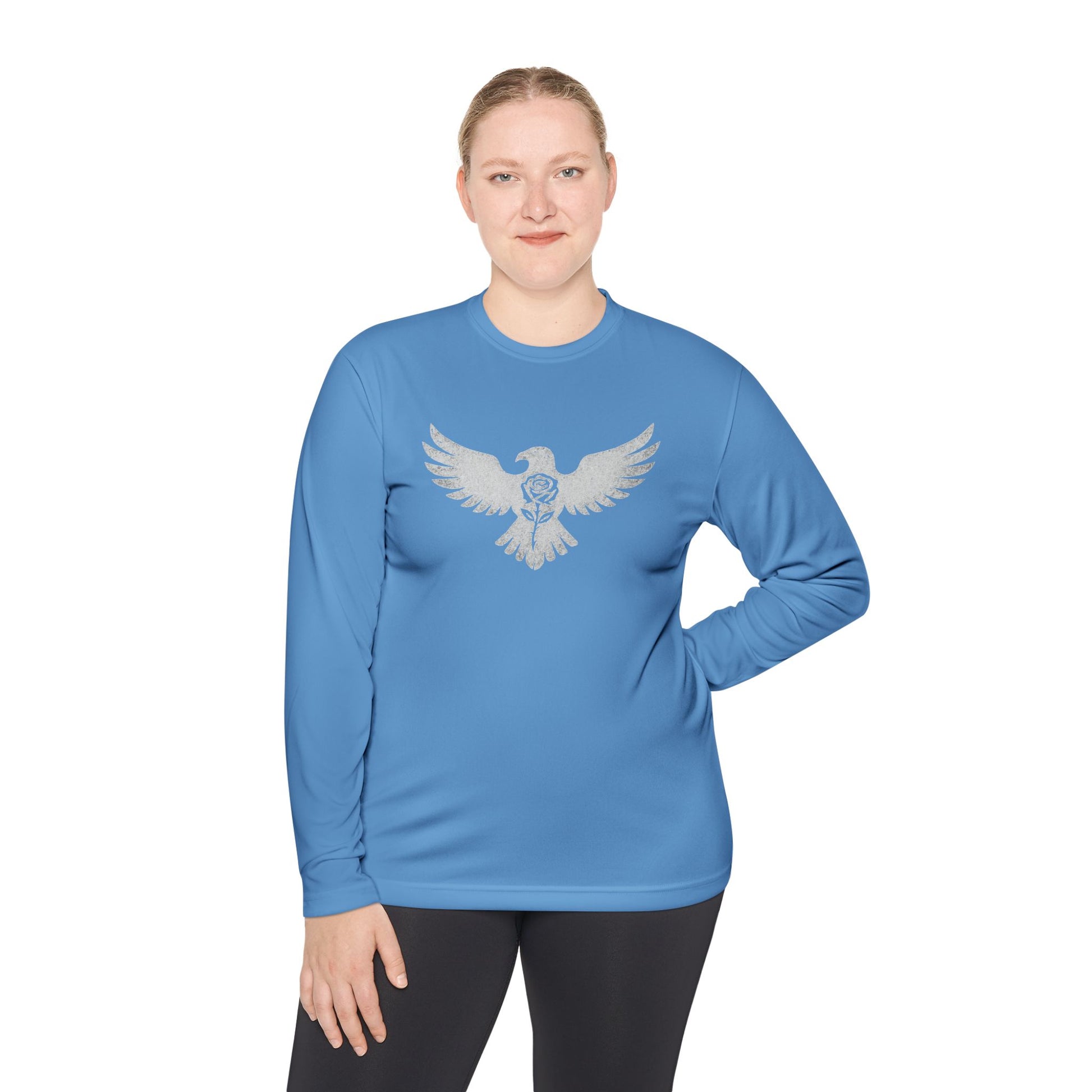 Break Free Empire Phoenix Rose Lightweight Long Sleeve Tee with Eagle Design | Perfect for Nature Lovers, Gifts, Casual Wear, Hiking, and Outdoor Activities