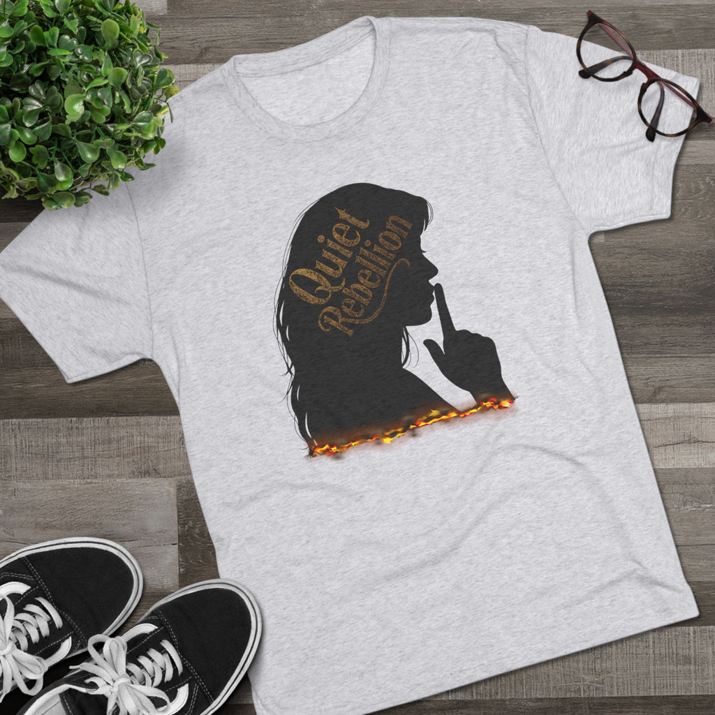 Quiet Reflection Fire Woman Silhouette Unisex Crew Tee - Super Soft, Casual Wear for Mindfulness, Relaxation, Gifts, Self-Care